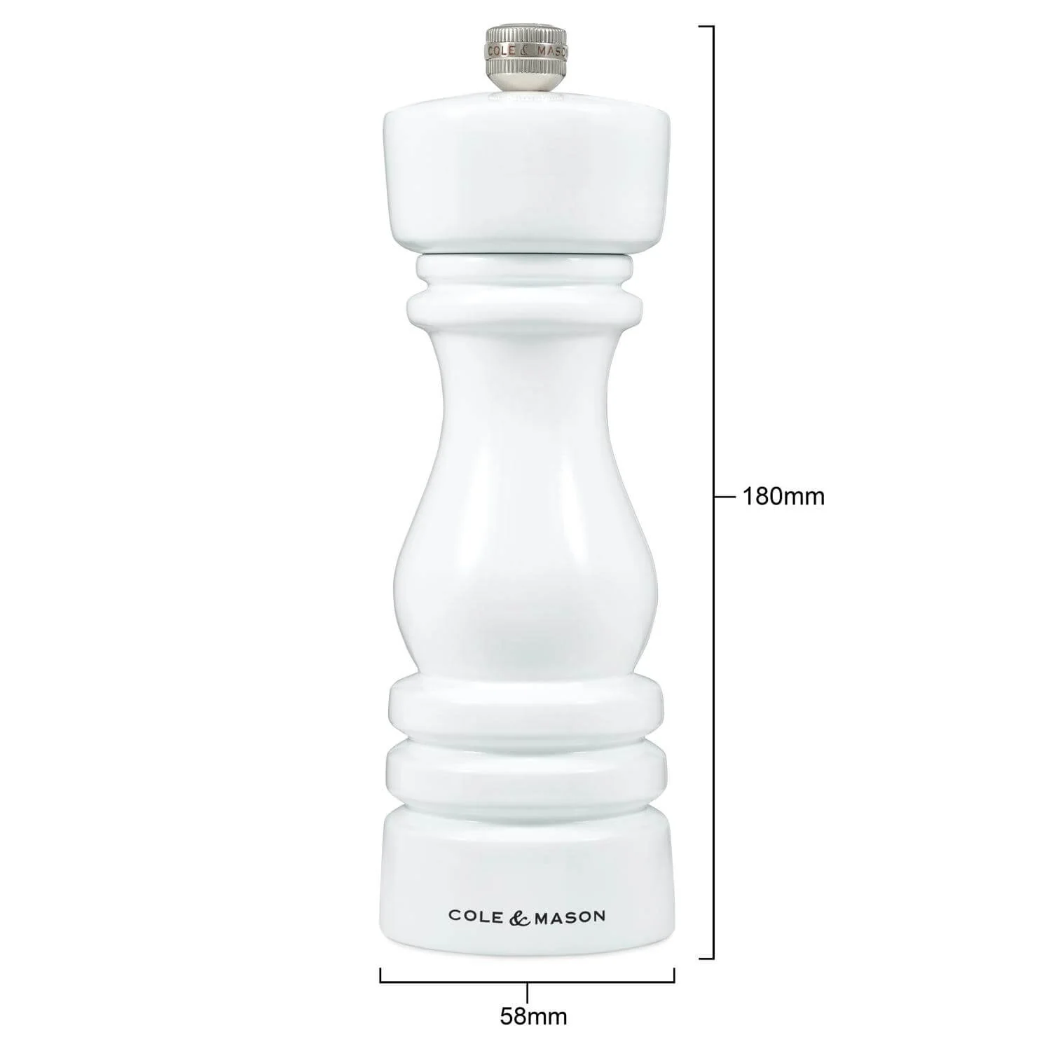 Cole & Mason London 18cm Beech Wood Salt Mill - Gloss White - Image 7