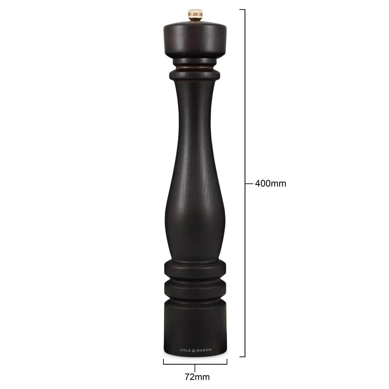 Cole & Mason London Large 40cm Beech Wood Pepper Mill - Chocolate - Image 6