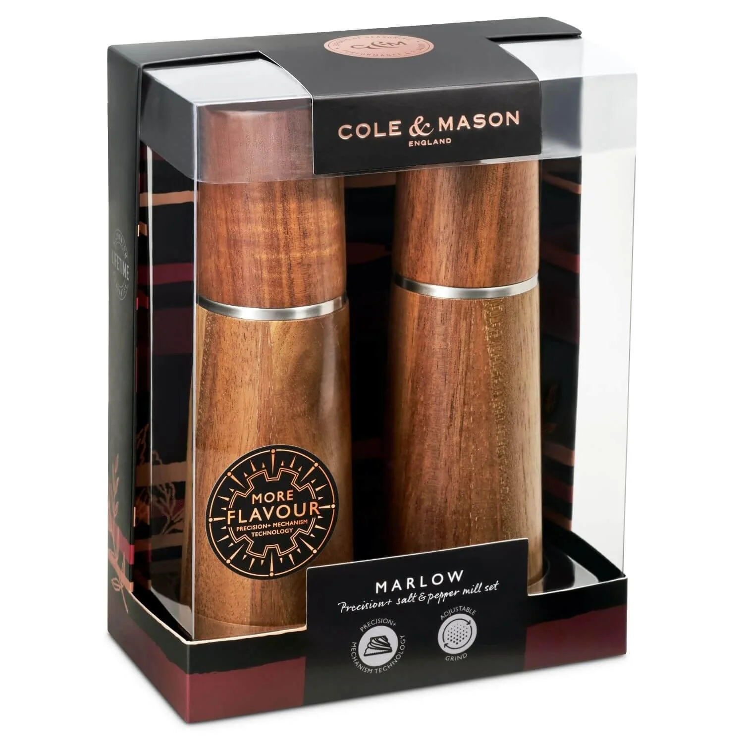 Cole & Mason Marlow Salt & Pepper Mill Set - Acacia - Image 3