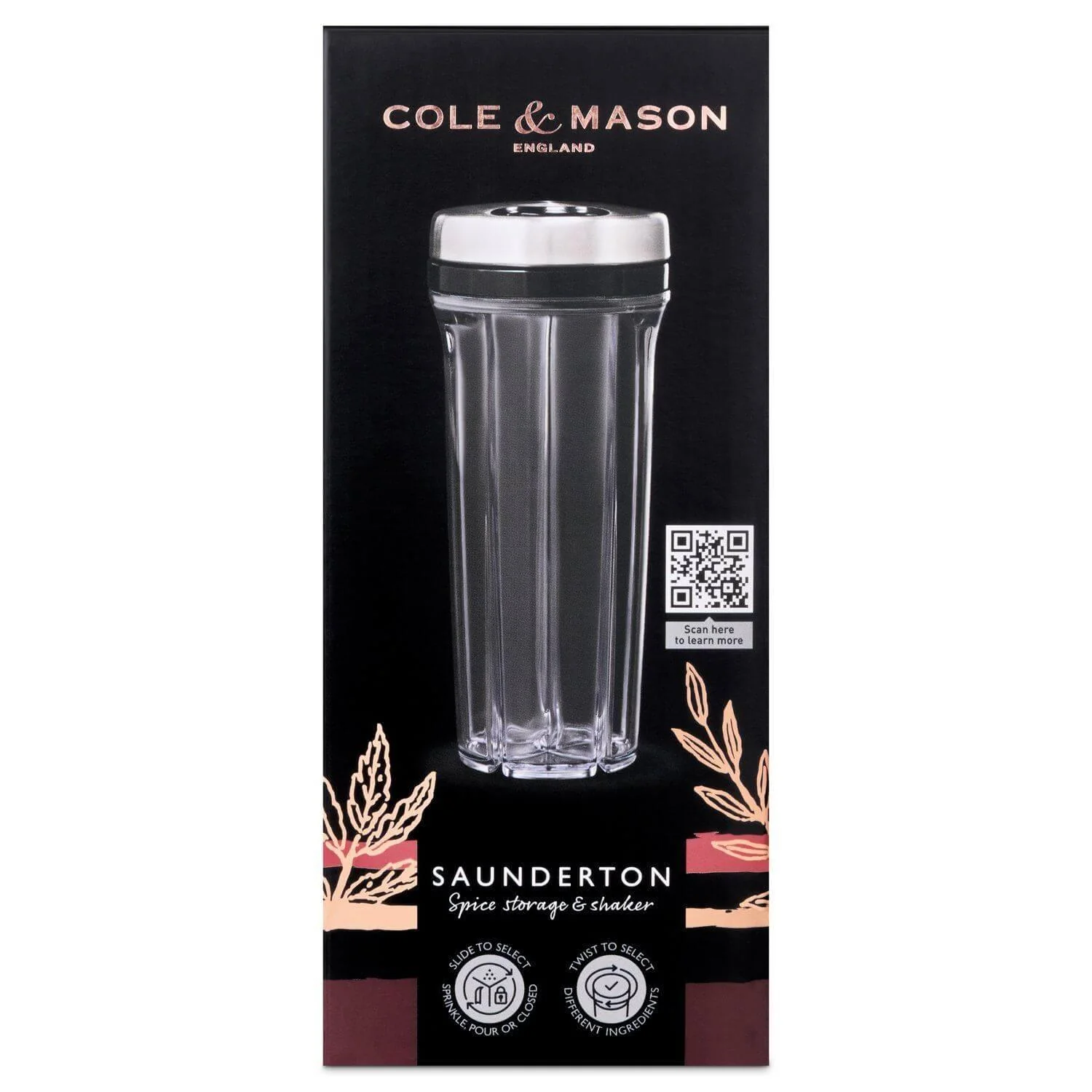 Cole & Mason Saunderton Herb & Spice 20cm Storage Shaker - Unfilled - Image 3