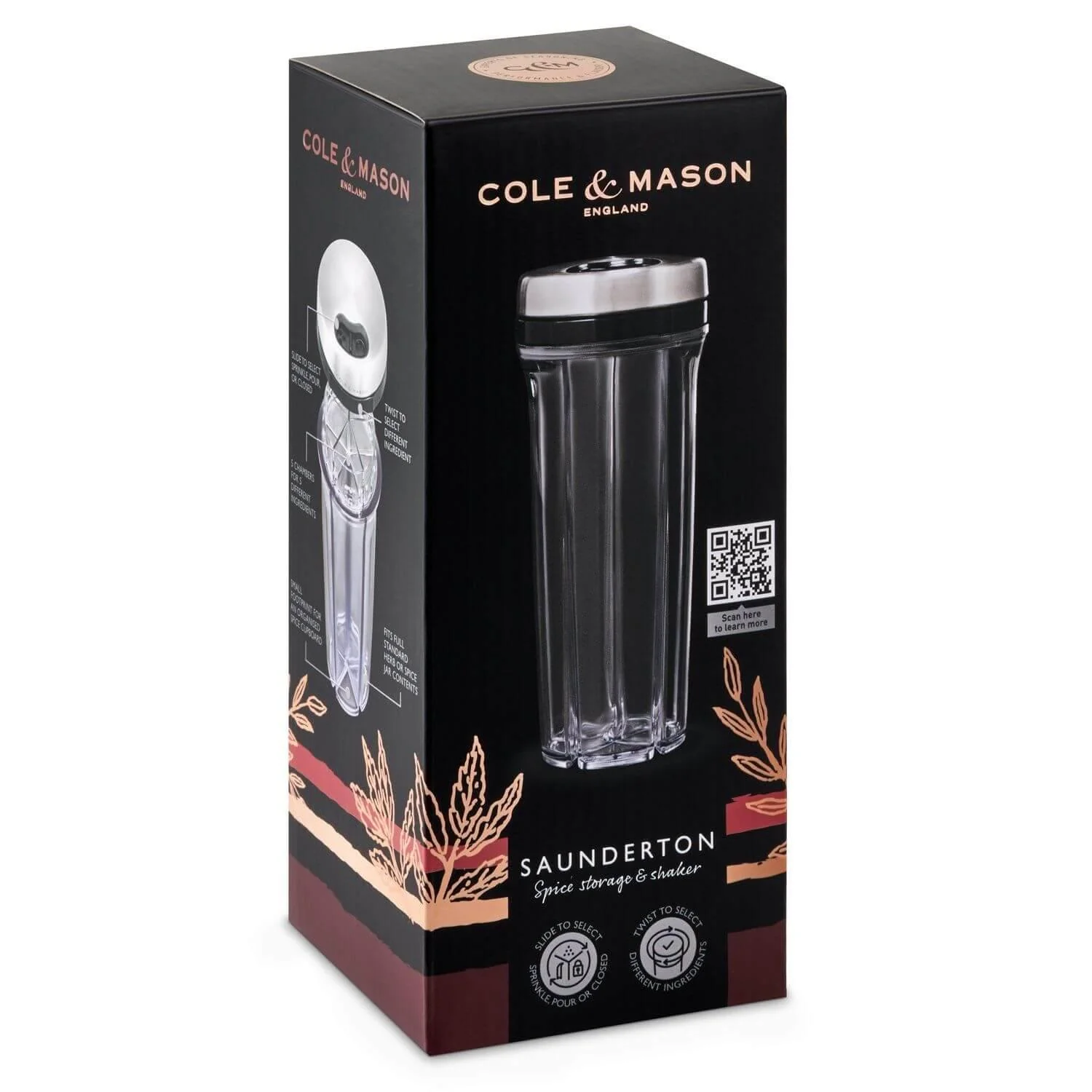 Cole & Mason Saunderton Herb & Spice 20cm Storage Shaker - Unfilled - Image 4