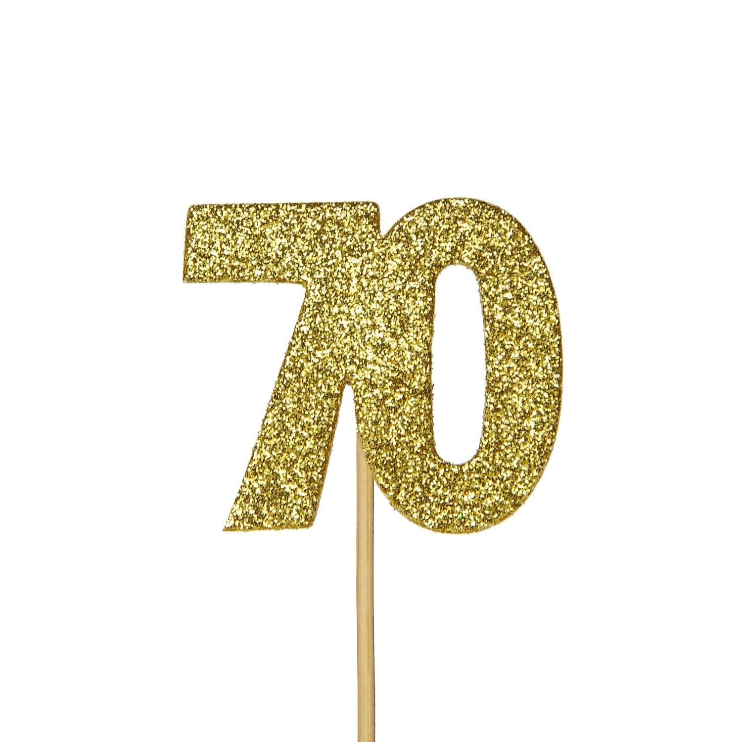 Creative Party Glitter No. 70 Numeral Moulded Cupcake Toppers - Gold