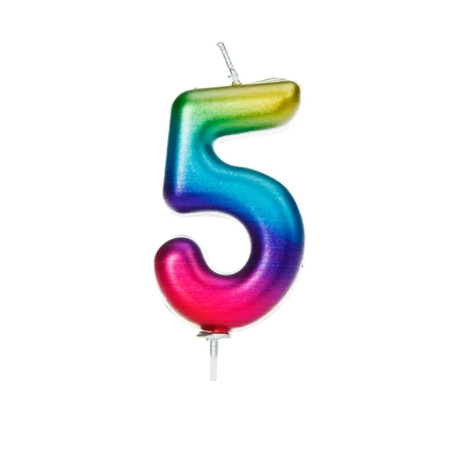 Creative Party Metallic Numeral Moulded Rainbow Pick Candle - Age 5