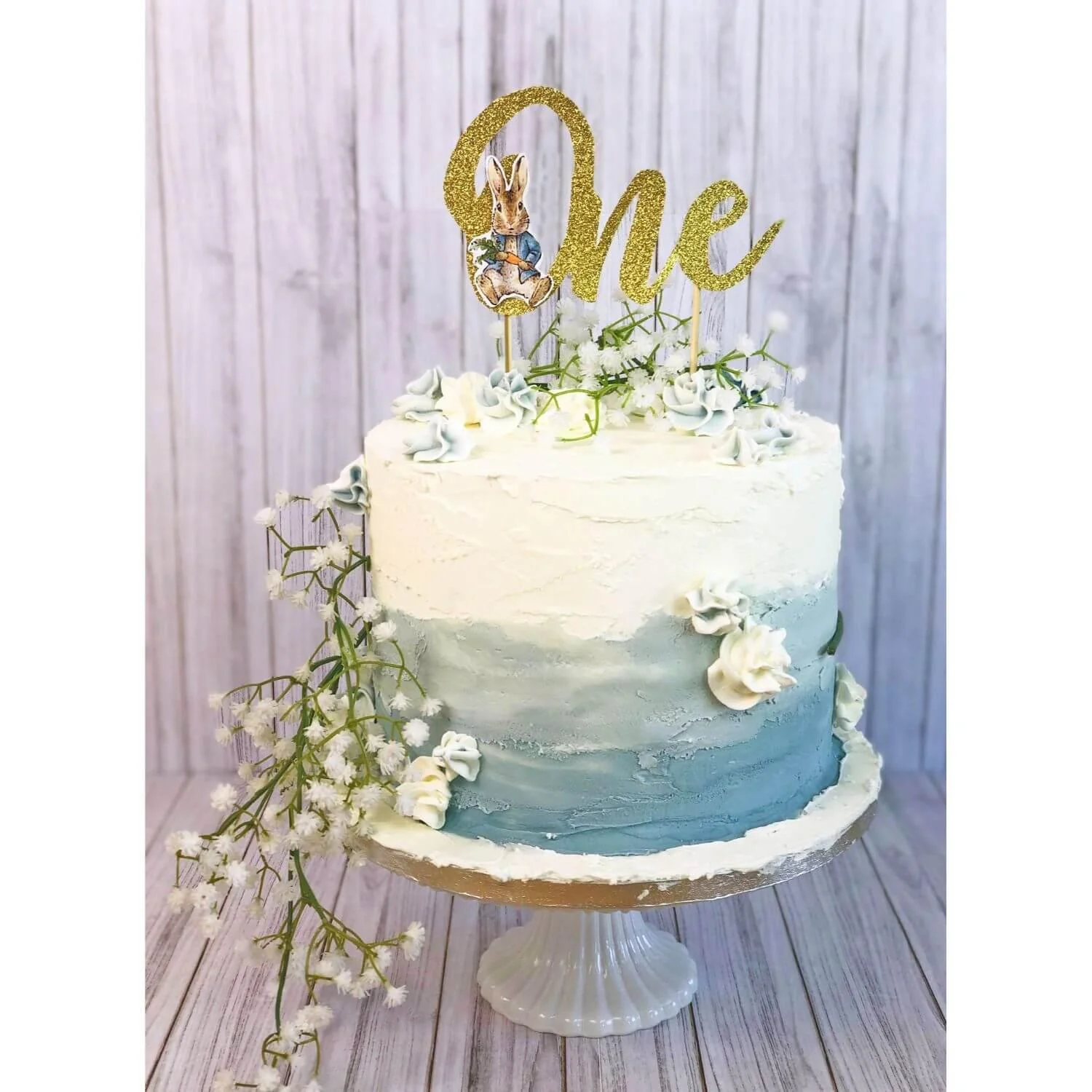 Creative Party Peter Rabbit Glitter Cake Topper Pick With Attachment - 1st Birthday 'One' - Image 2