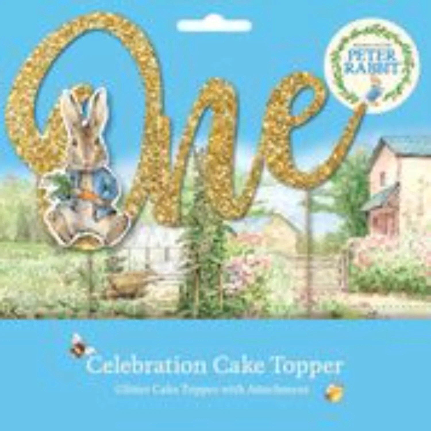 Creative Party Peter Rabbit Glitter Cake Topper Pick With Attachment - 1st Birthday 'One' - Image 3