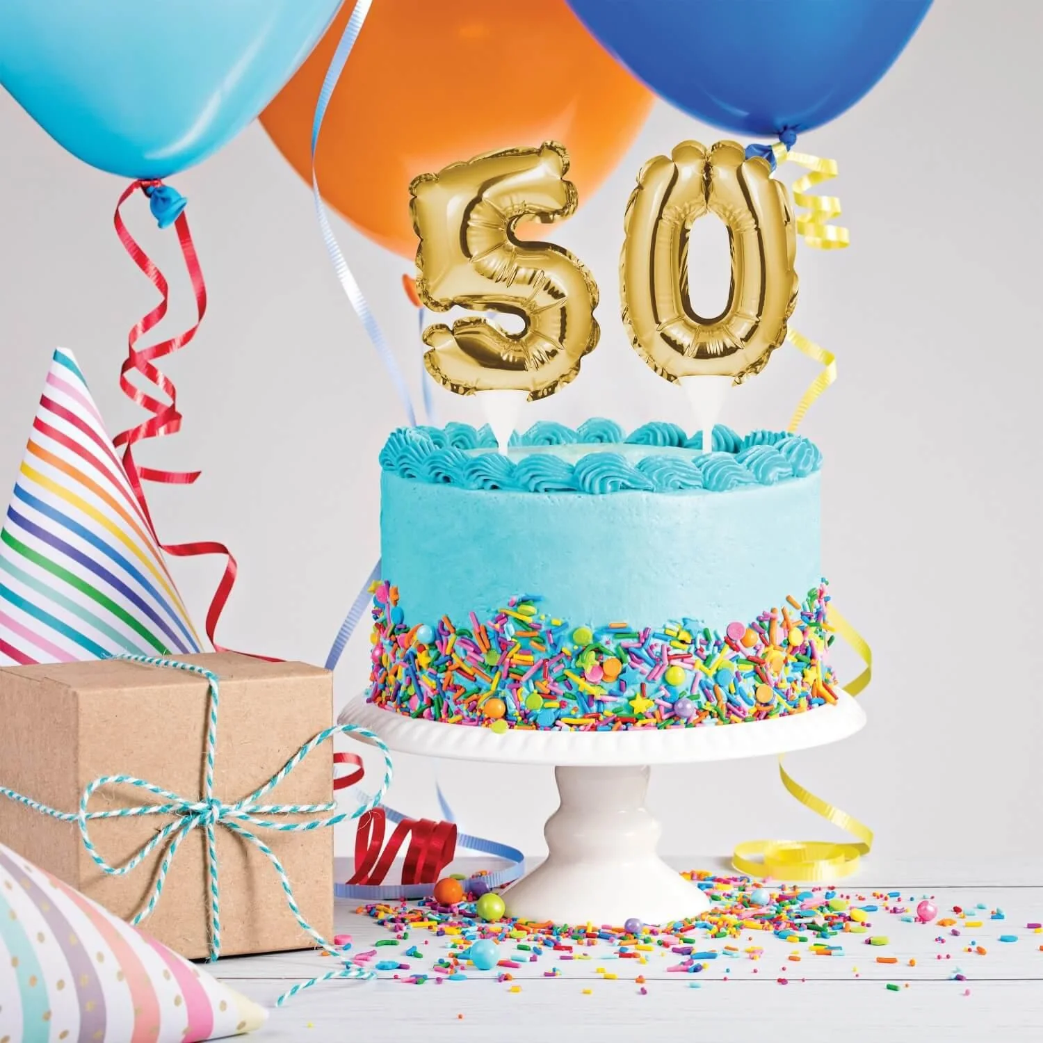 Creative Party No. 9 Self-Inflating Mini Balloon Cake Topper - Gold - Image 3