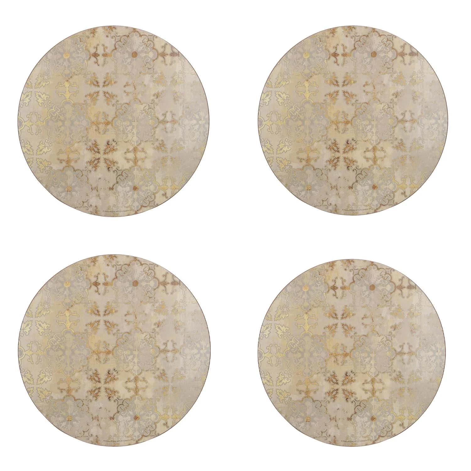 Creative Tops Set Of 4 Luxury Round Placemats - Gold Impressions