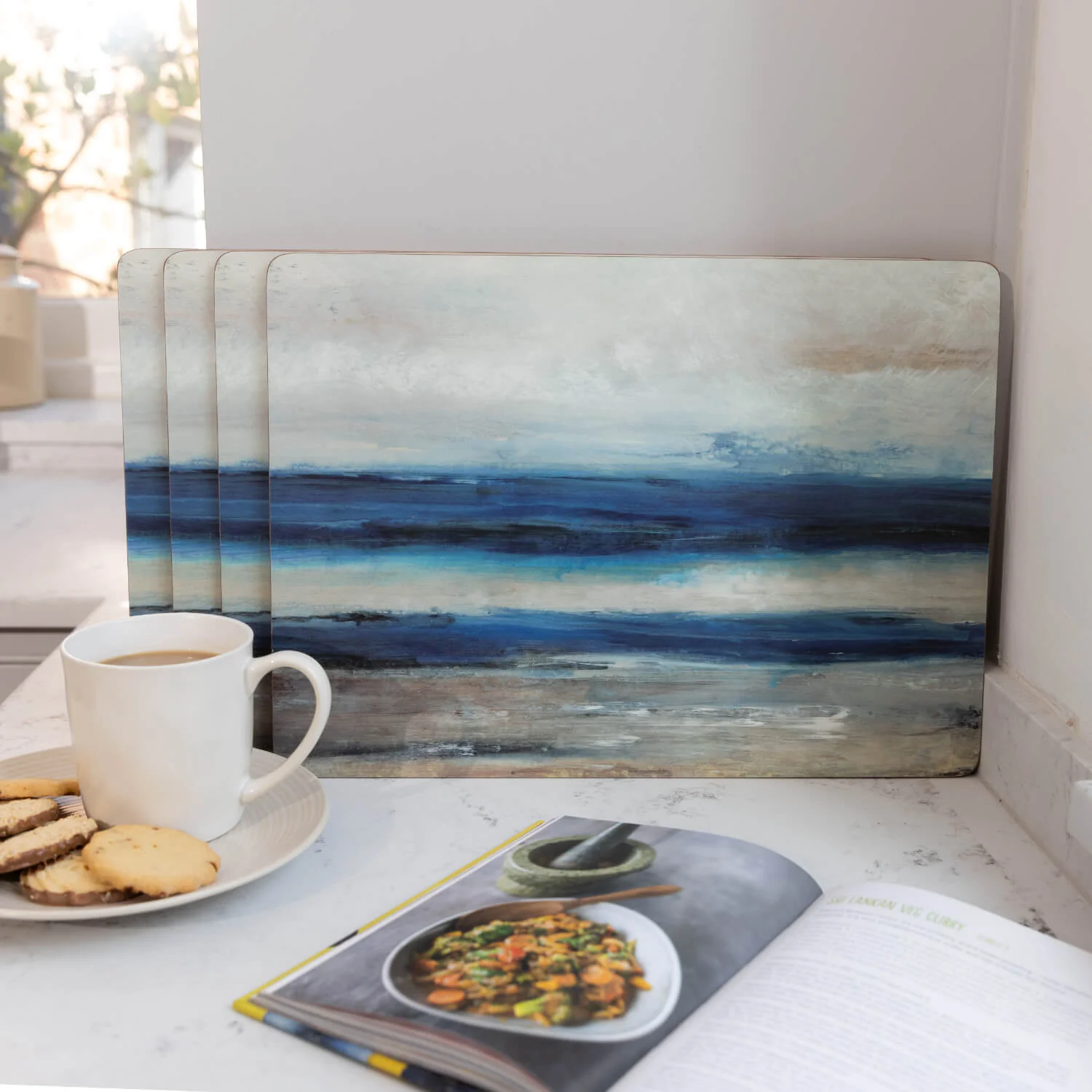 Creative Tops Set Of 4 Premium Placemats - Blue Abstract - Image 4