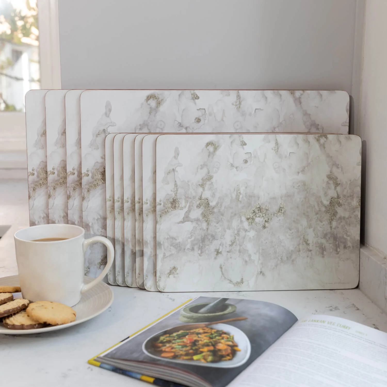 Creative Tops Set Of 4 Premium Placemats - Grey Marble - Image 3