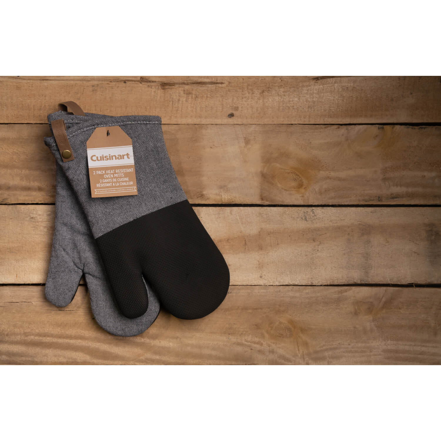 Cuisinart Neoprene Pack of 2 Oven Mitts - Herringbone Charcoal - Image 7
