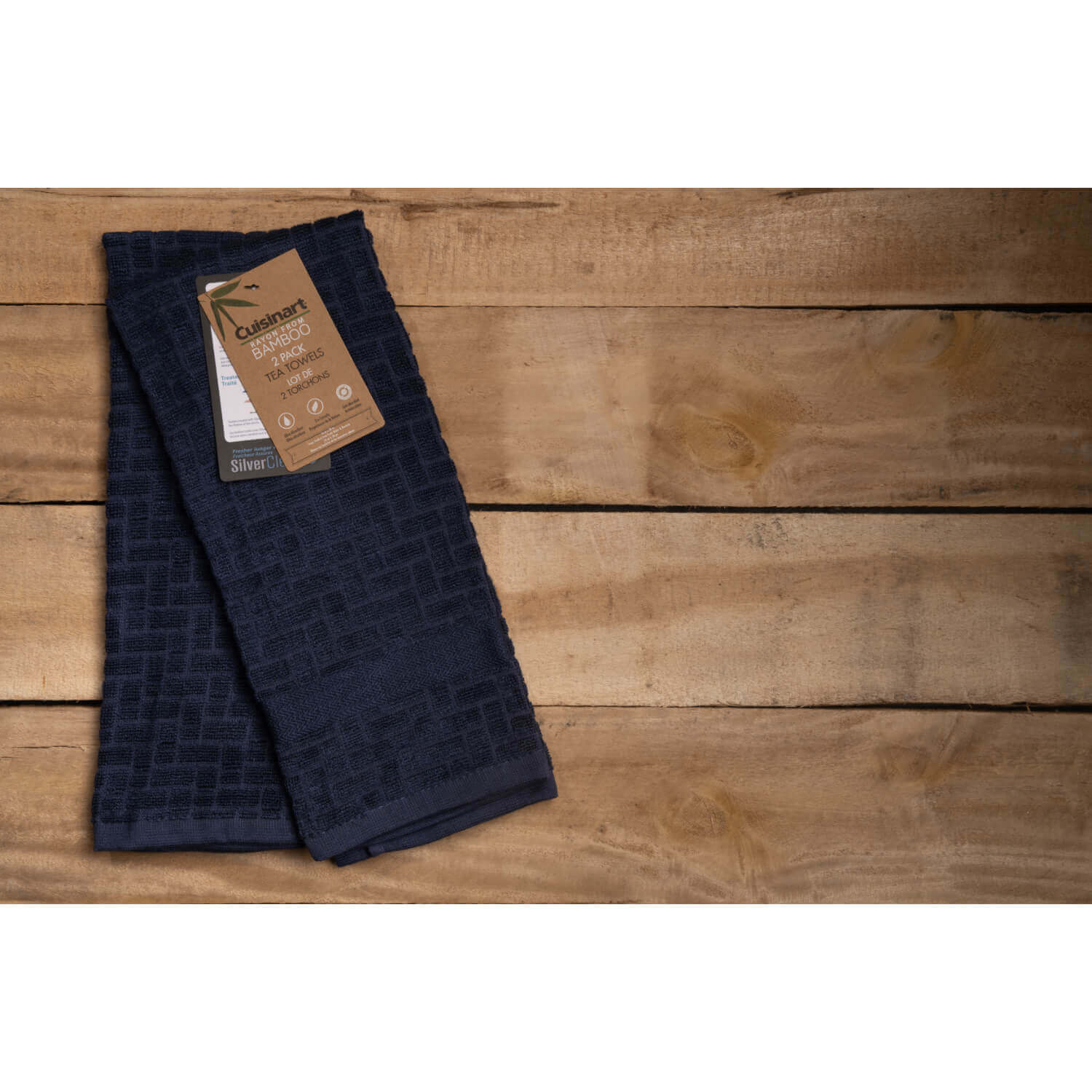 Cuisinart Pack of 2 Antimicrobial Professional Bamboo Sculpted Tea Towel - Blue - Image 6
