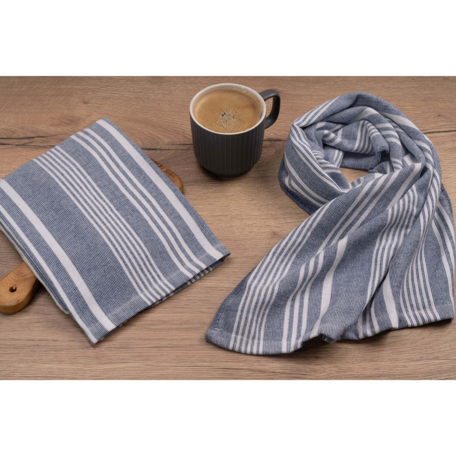 Cuisinart Pack of 2 Antimicrobial Professional Fouta Yarn Dye Tea Towel - Blue Stripe - Image 7