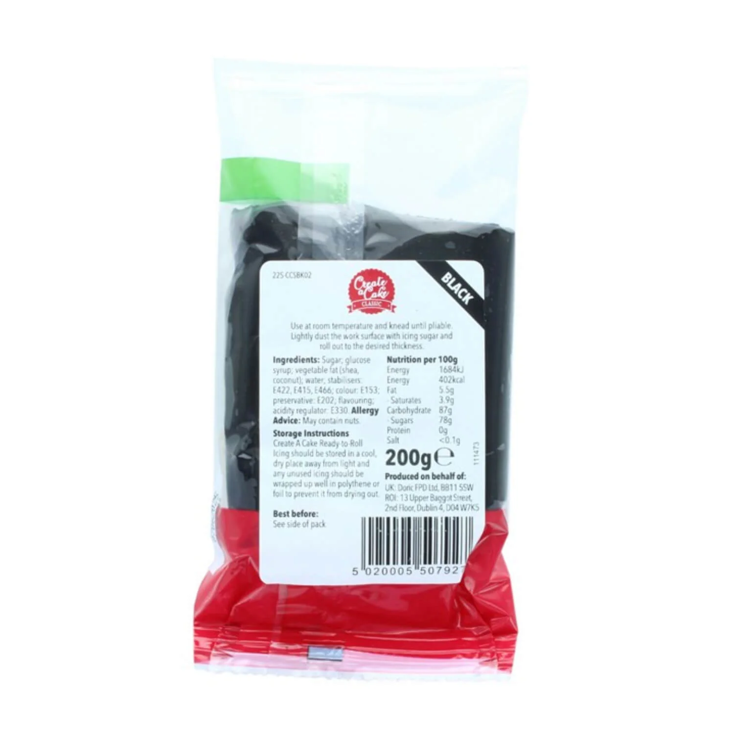 Culpitt Create A Cake 200g Palm Free Ready To Roll Icing - Black - Image 2