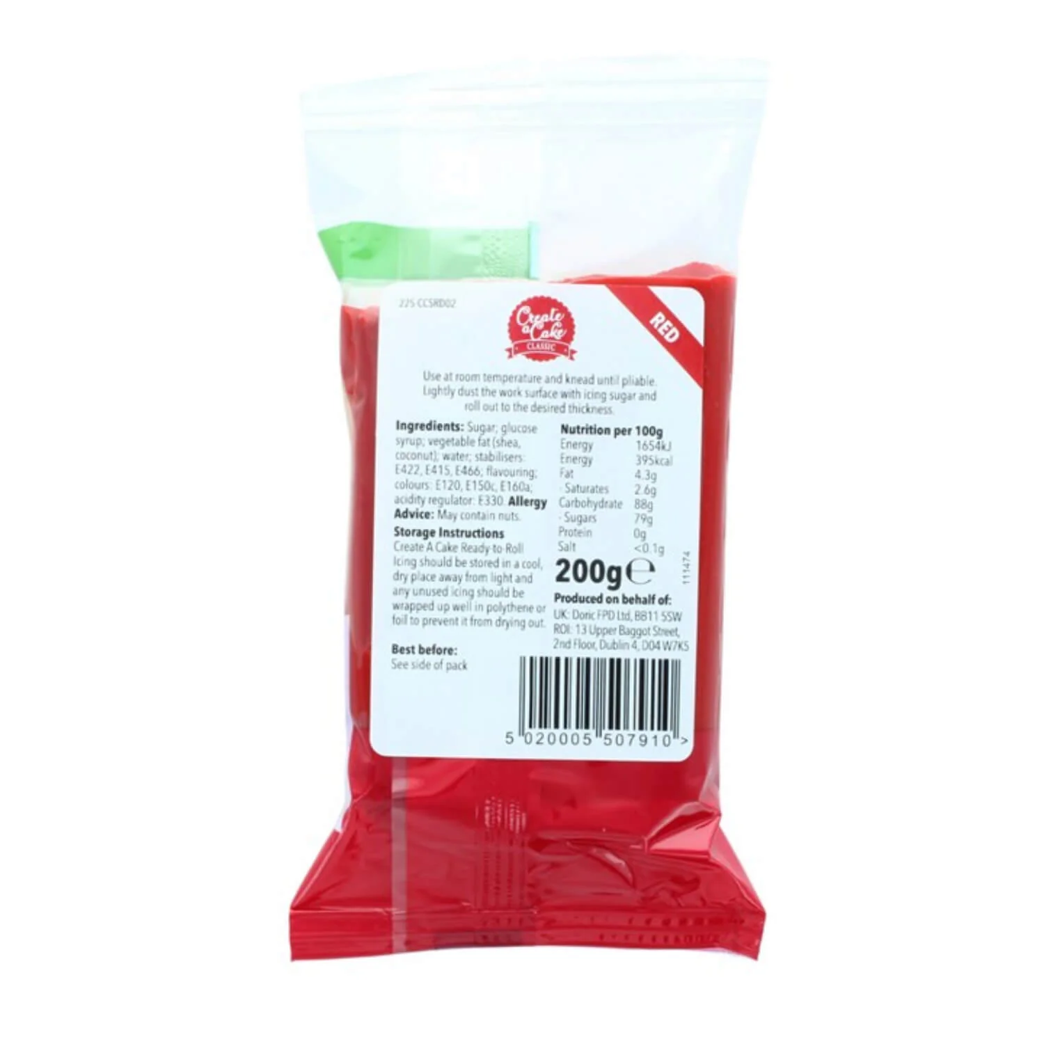 Culpitt Create A Cake 200g Palm Free Ready To Roll Icing - Red - Image 2