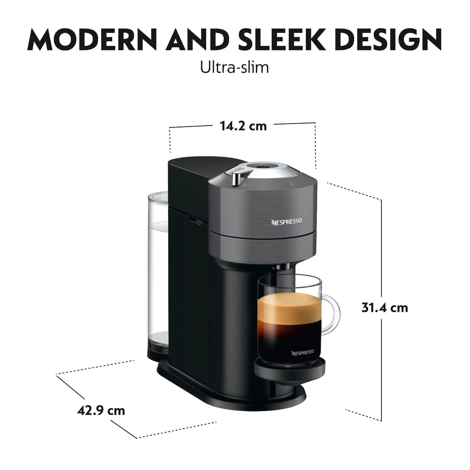 De'Longhi EN120.GYAE Nespresso Vertuo Next Coffee Machine + Aeroccino Milk Frother - Grey - Image 10