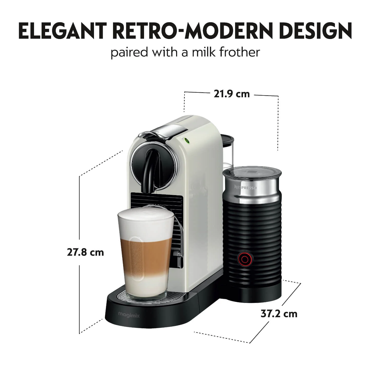 De'Longhi EN267.WAE Nespresso CitiZ Capsule Espresso Coffee Machine + Aeroccino Milk Frother - White - Image 10