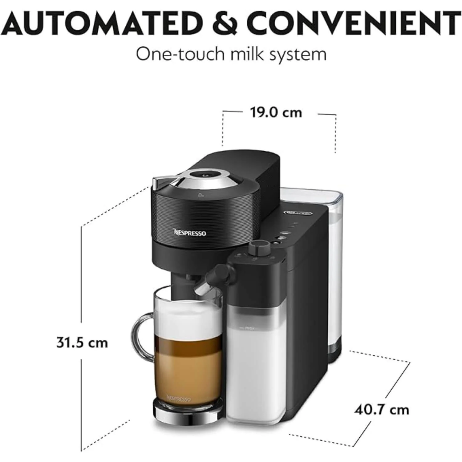 De'Longhi Nespresso ENV300.B Vertuo Lattissima Espresso Coffee Machine with Automatic Milk Frother - Black - Image 5