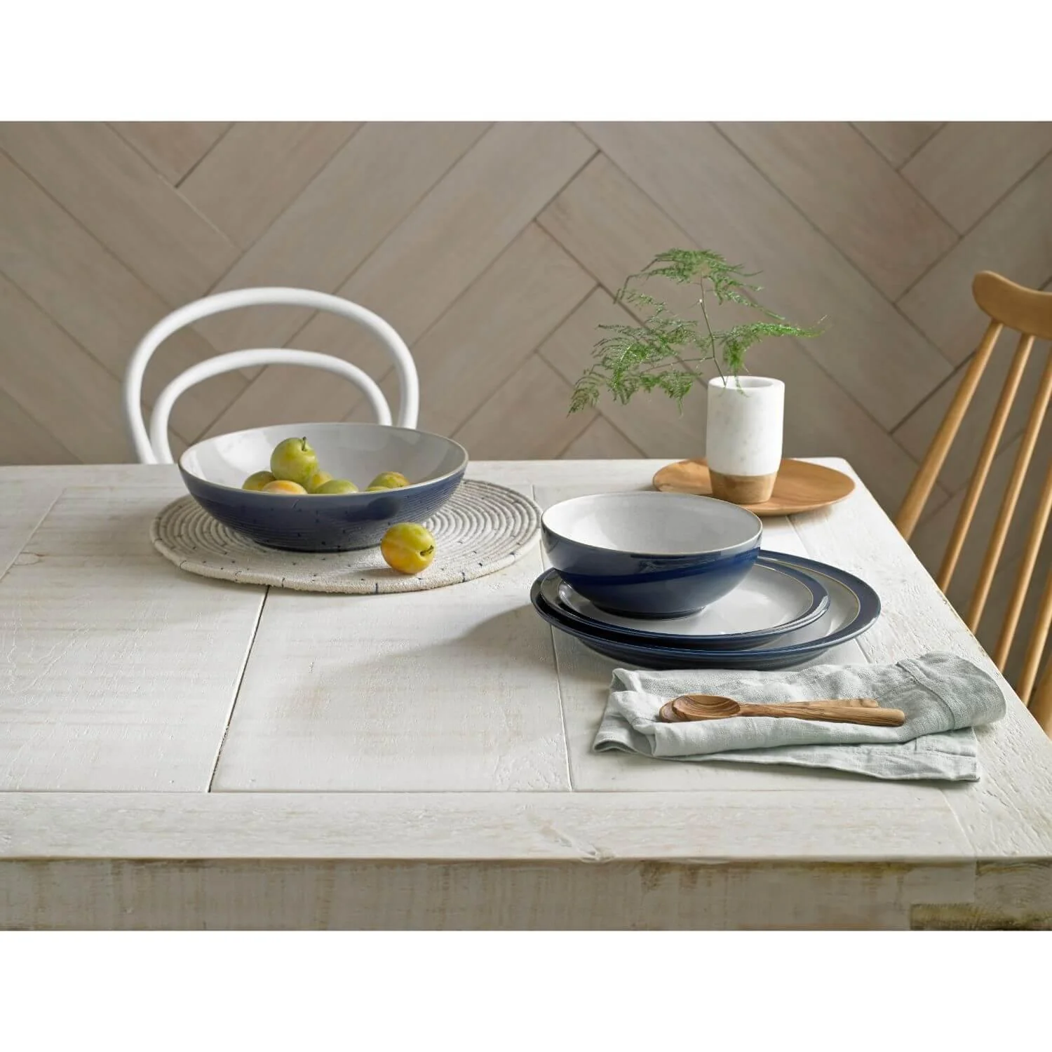 Denby 12 Piece Elements Dinnerware Set - Dark Blue - Image 4