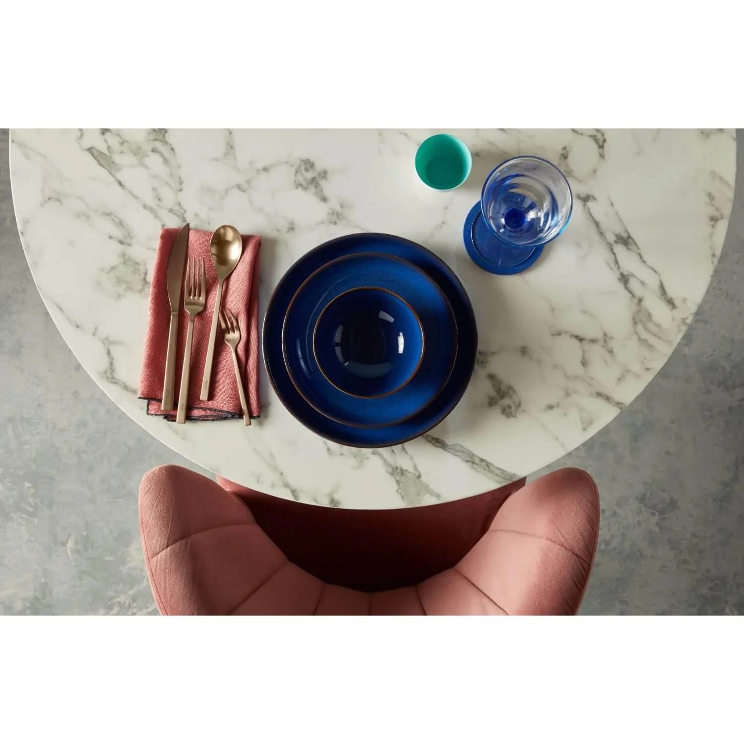 Denby 12 Piece Coupe Dinnerware Set - Imperial Blue - Image 4