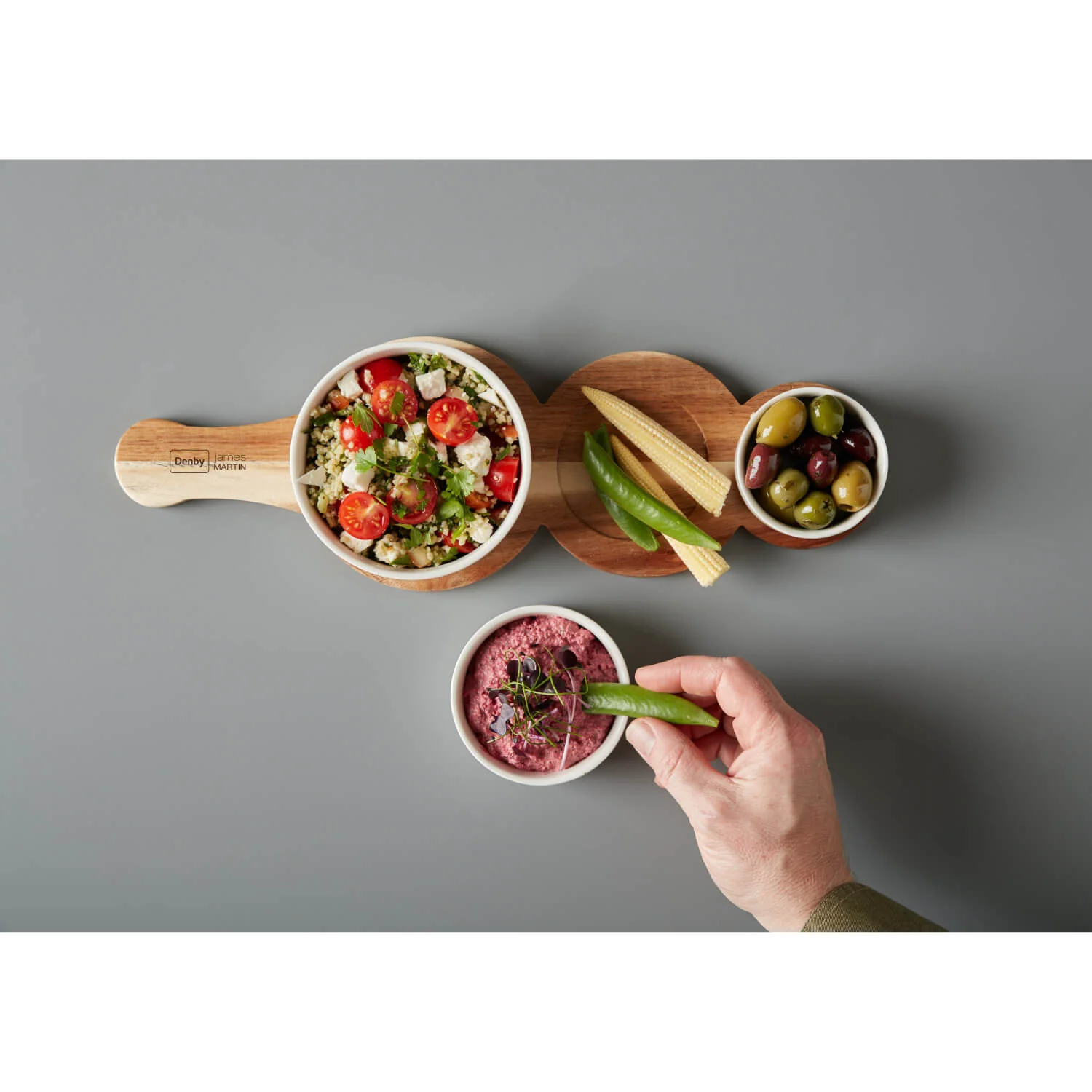 Denby James Martin 4-Piece Paddle Serving Set With Bowls - Image 4