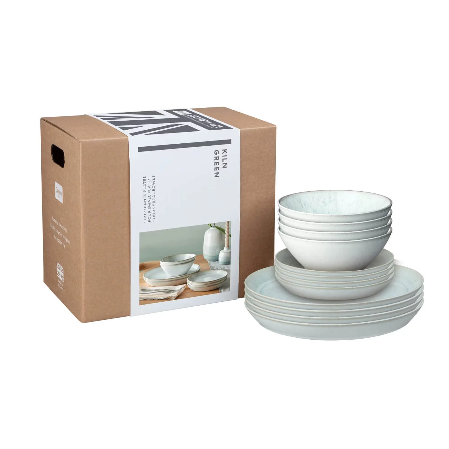 Denby Kiln 12 Piece Dinnerware Set - Green - Image 6