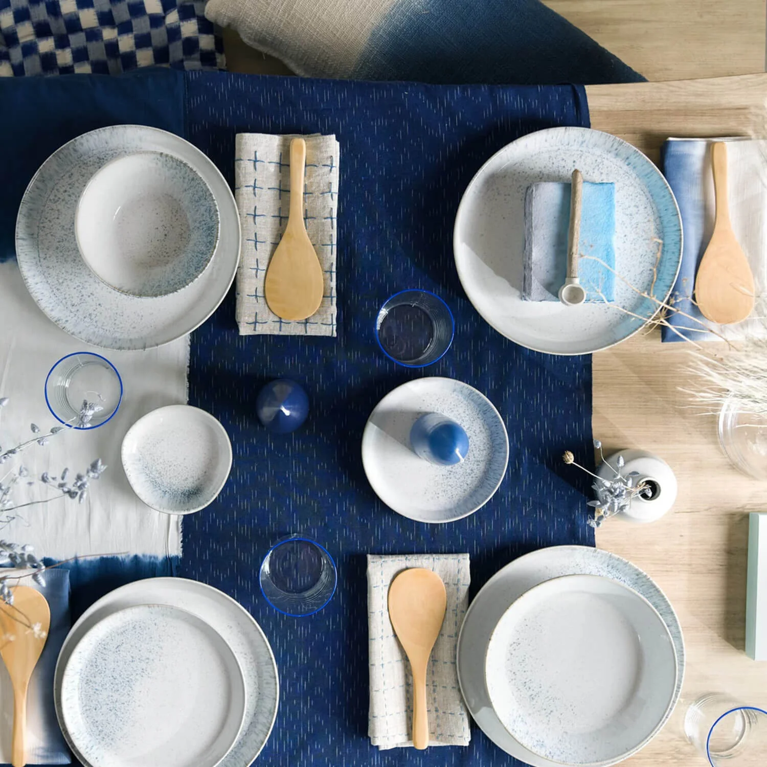 Denby Kiln 12 Piece Dinnerware Set - Blue - Image 11