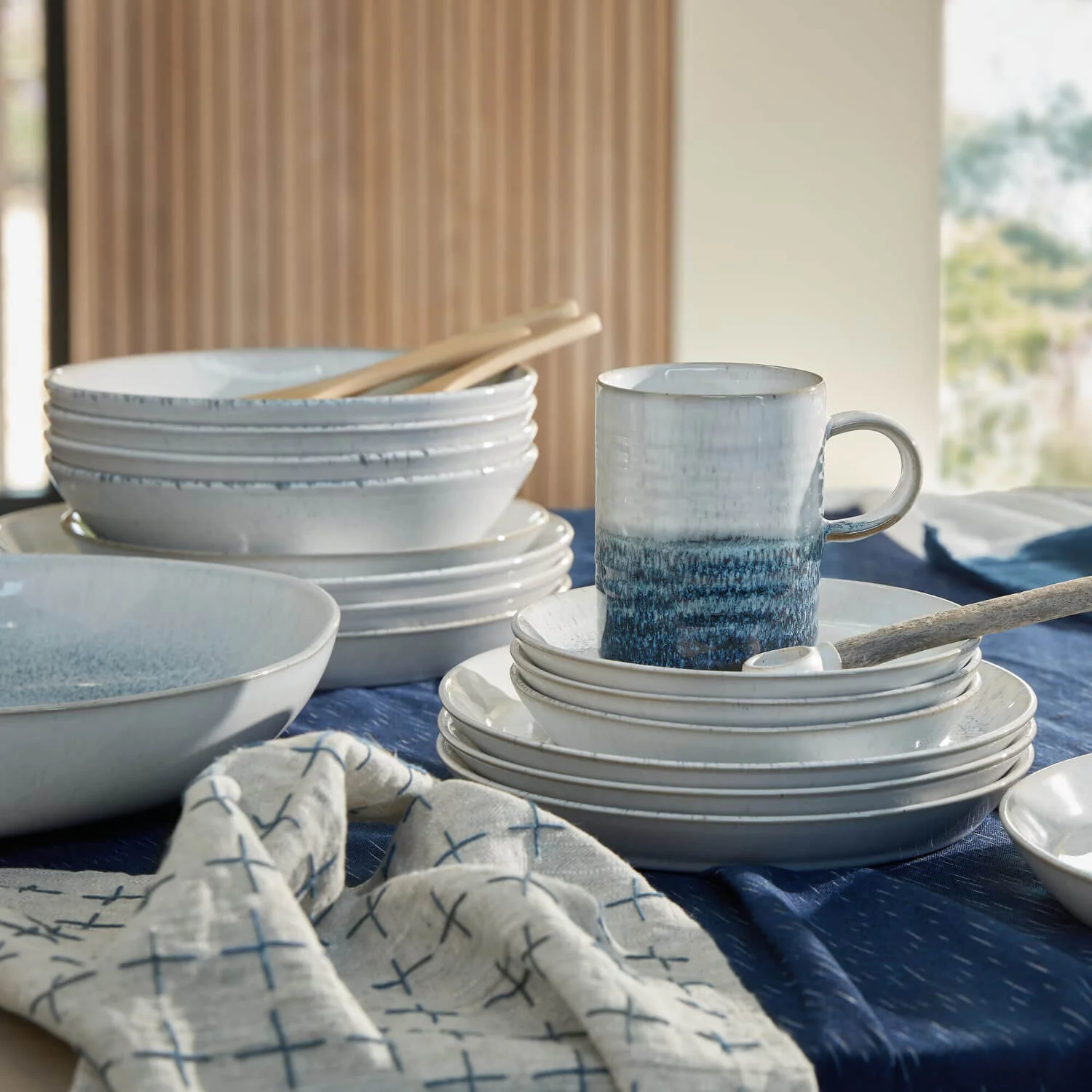 Denby Kiln 12 Piece Dinnerware Set - Blue - Image 8
