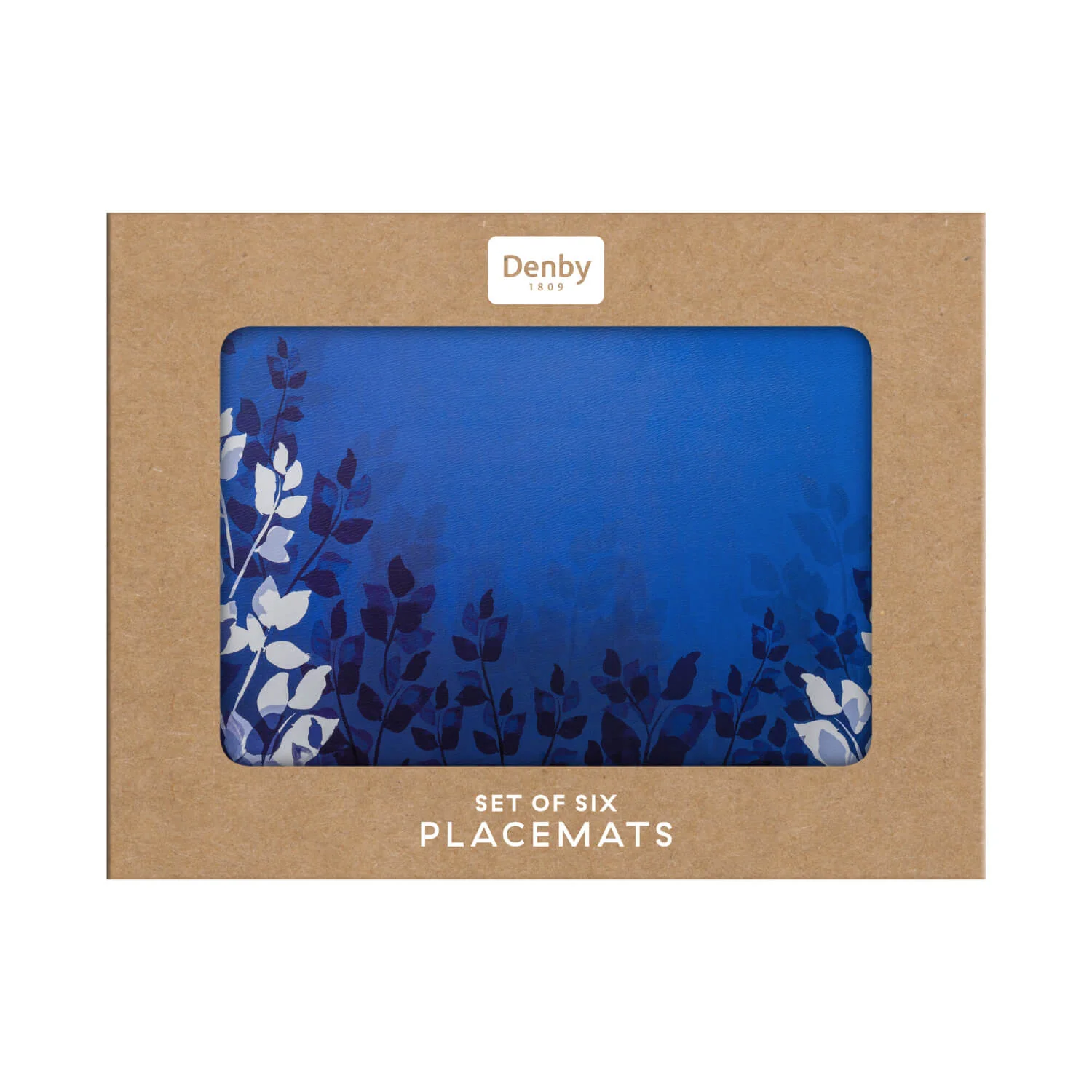Denby Pottery Colours 12 Piece Placemat & Coaster Set - Blue Foliage - Image 4