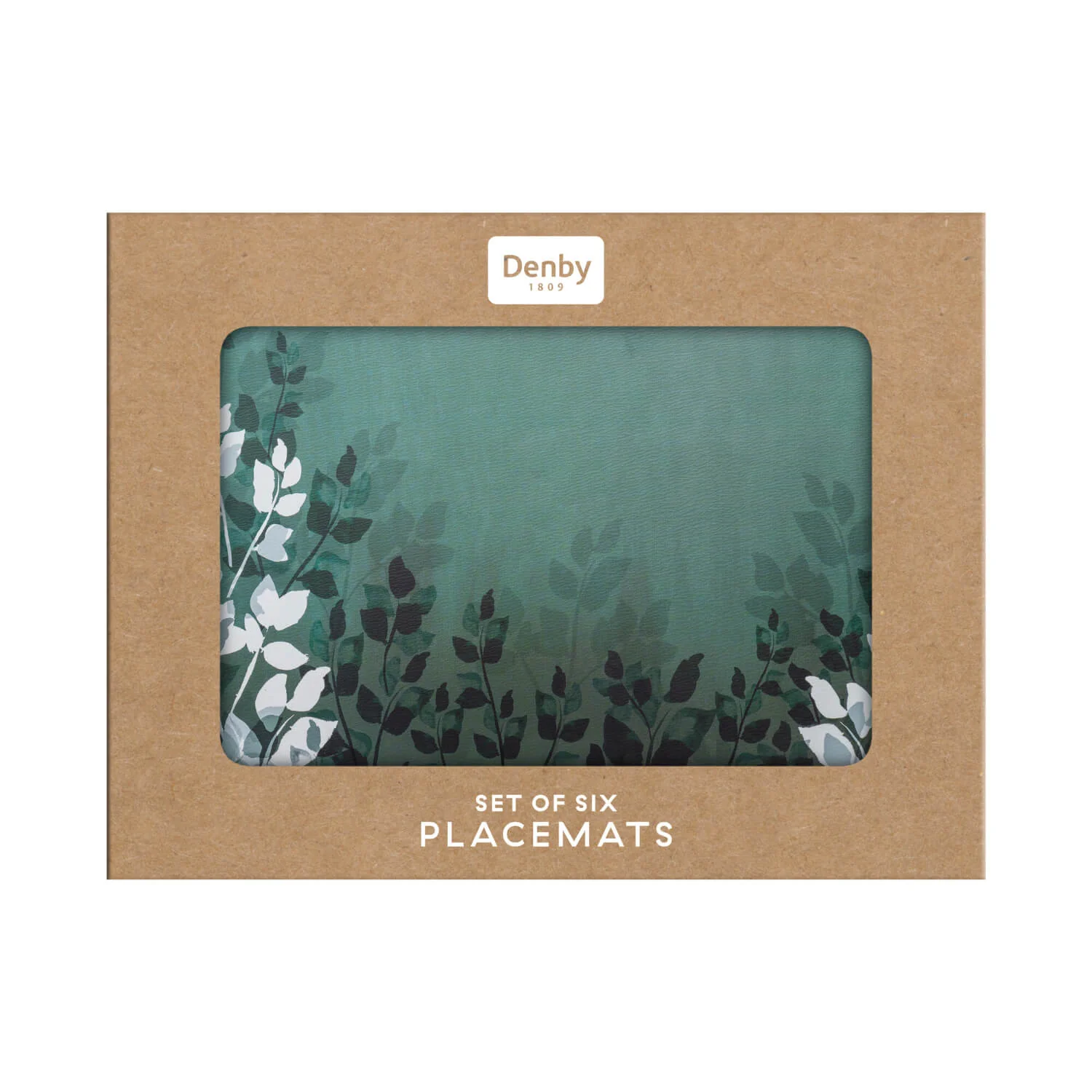 Denby Pottery Colours 12 Piece Placemat & Coaster Set - Green Foliage - Image 4