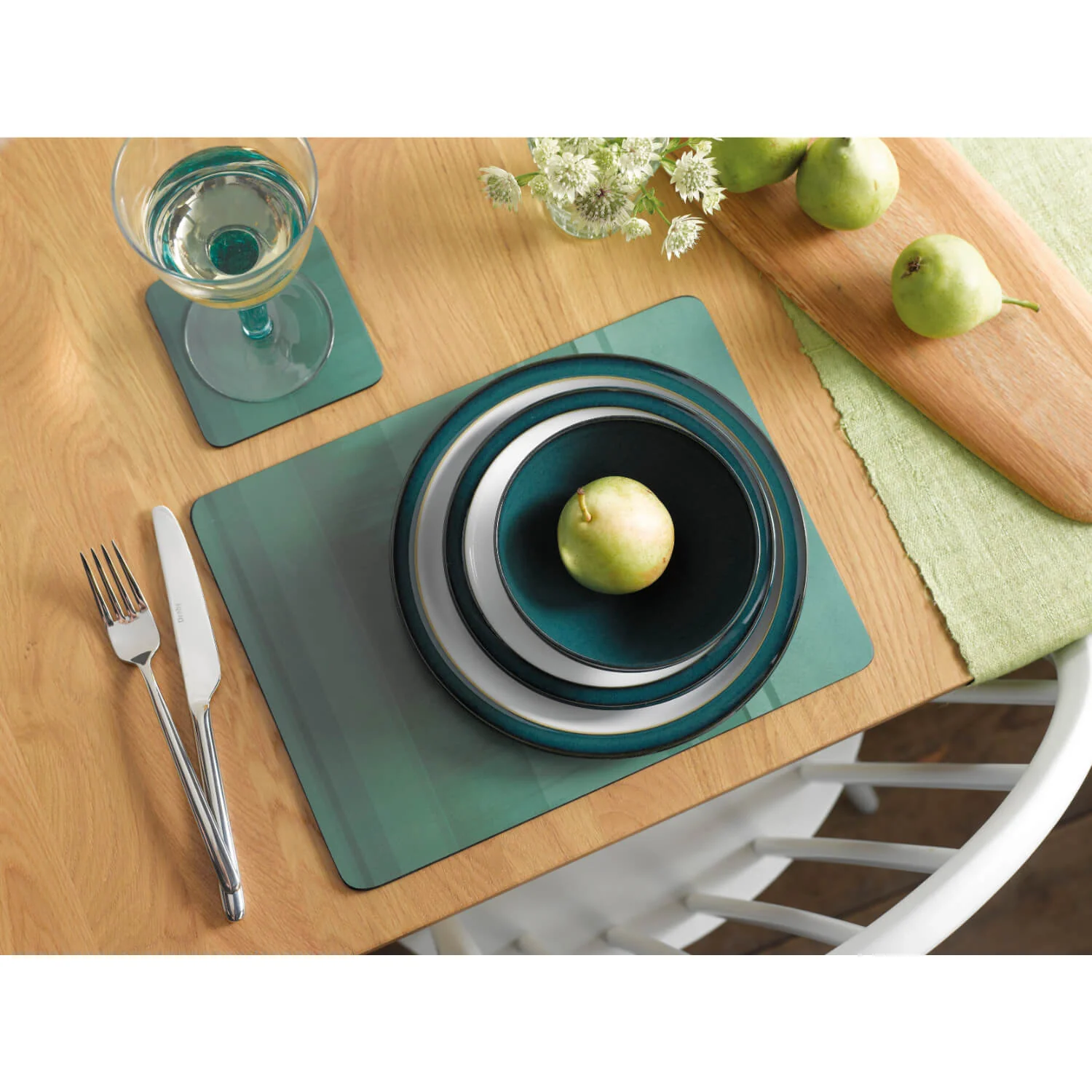 Denby Pottery Colours 12 Piece Placemat & Coaster Set - Green - Image 6