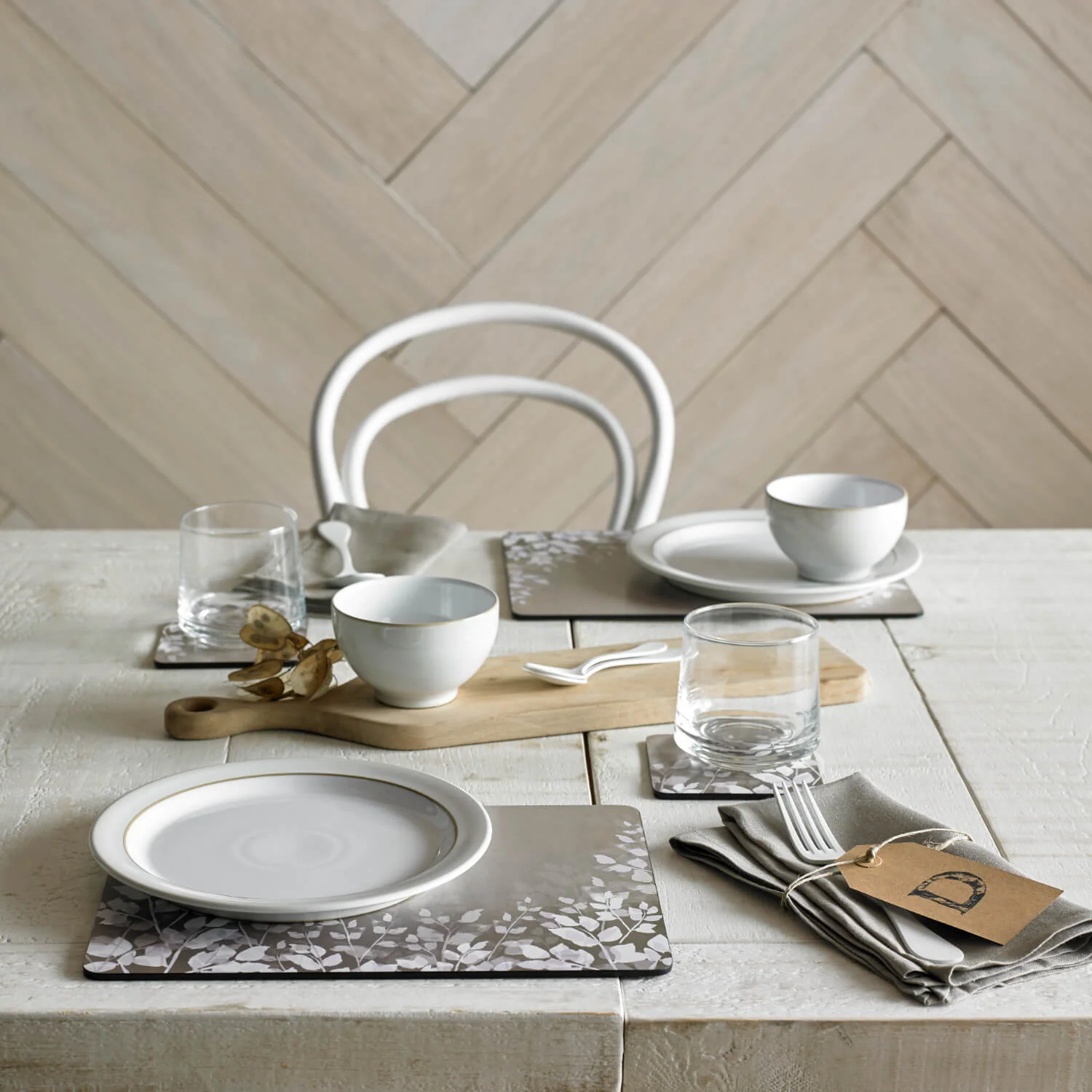Denby Pottery Colours 12 Piece Placemat & Coaster Set - Natural Foliage - Image 4