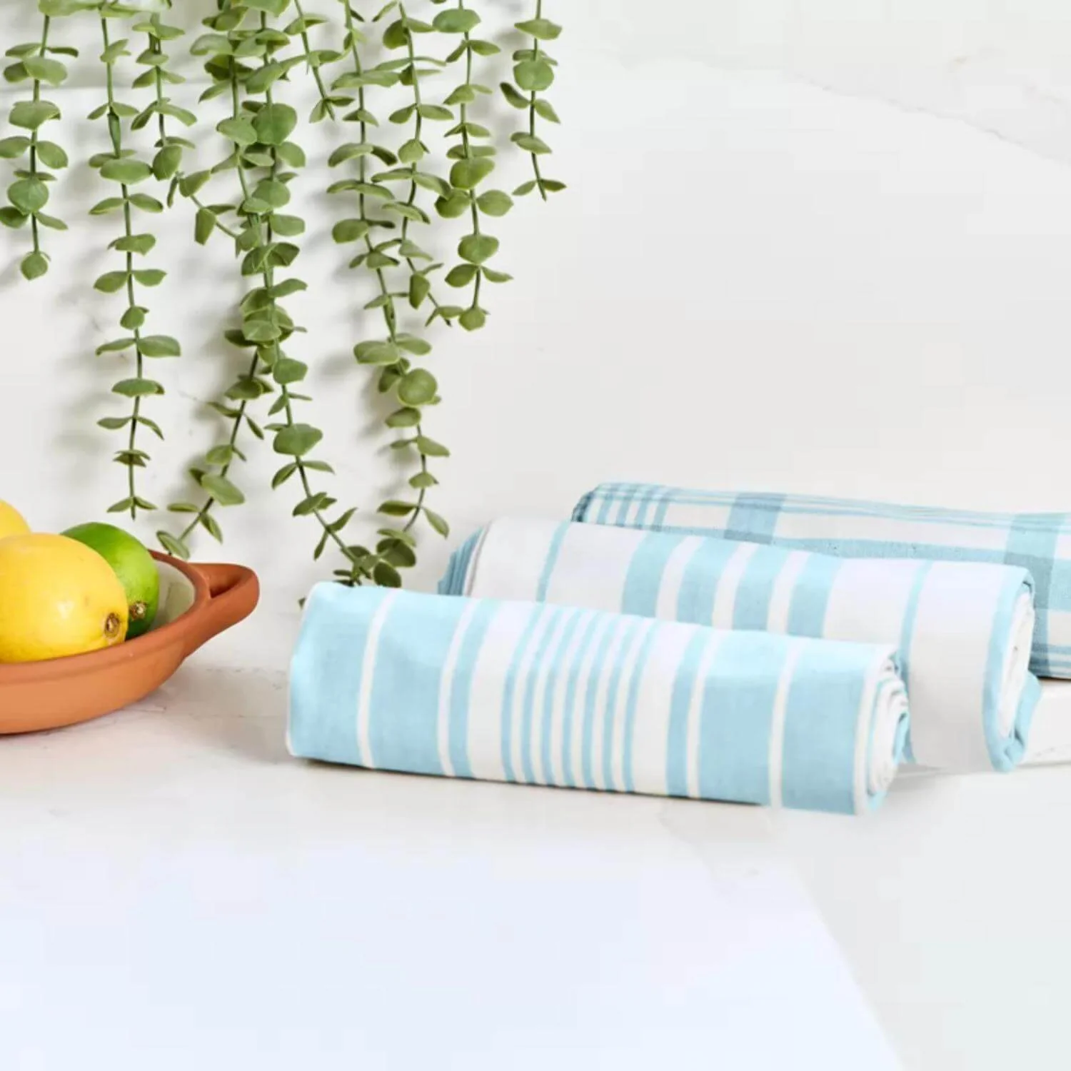 Dexam Love Colour 3-Piece Extra Large Cotton Tea Towels - Duck Egg - Image 2