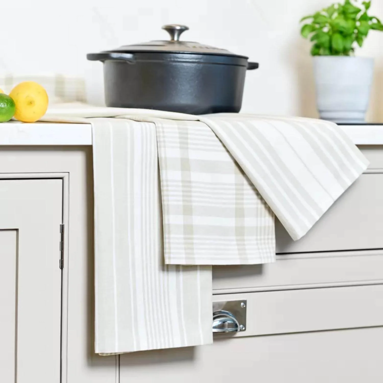 Dexam Love Colour 3-Piece Extra Large Cotton Tea Towels - Stone - Image 4