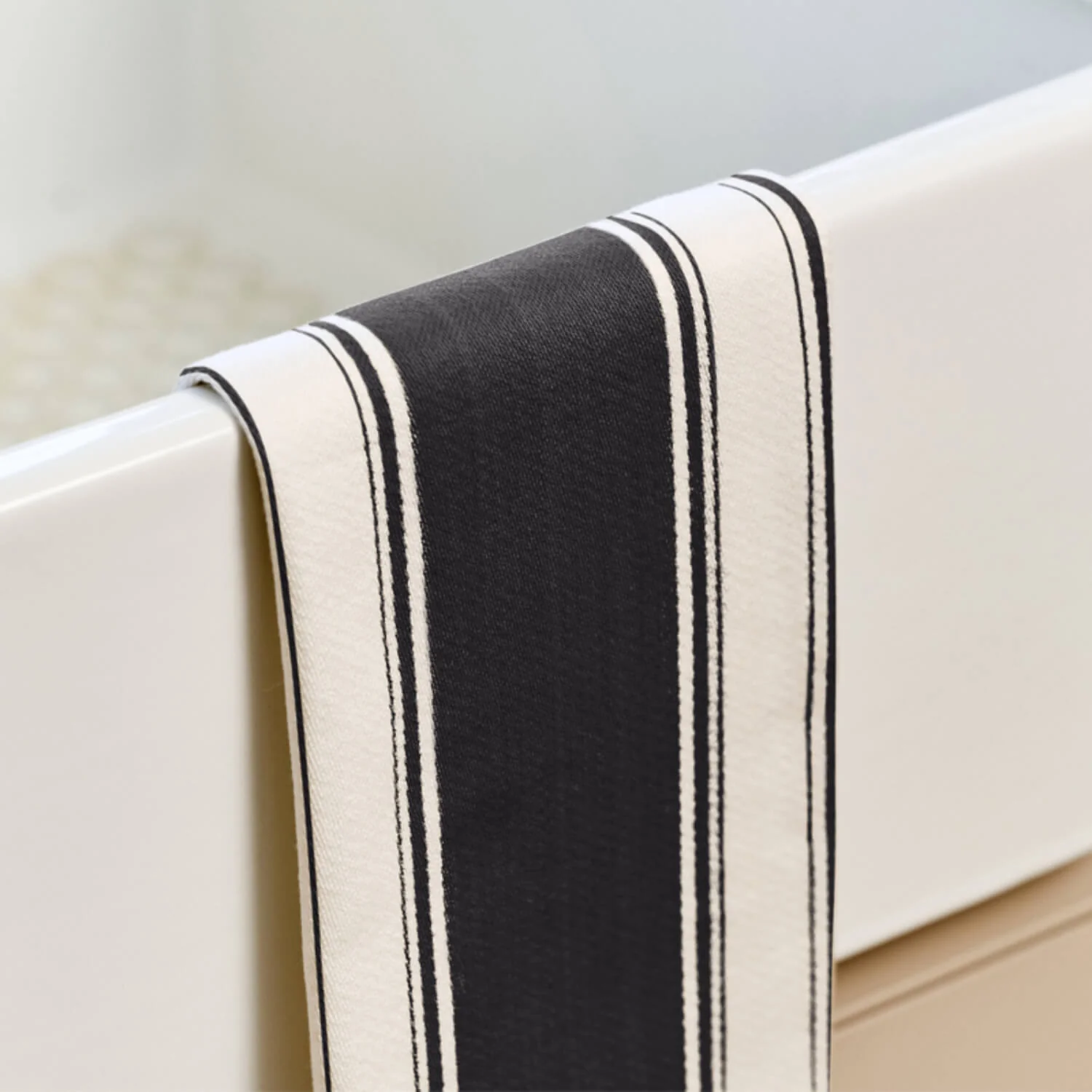 Dexam Love Colour Cotton Striped Tea Towel - True Black - Image 3
