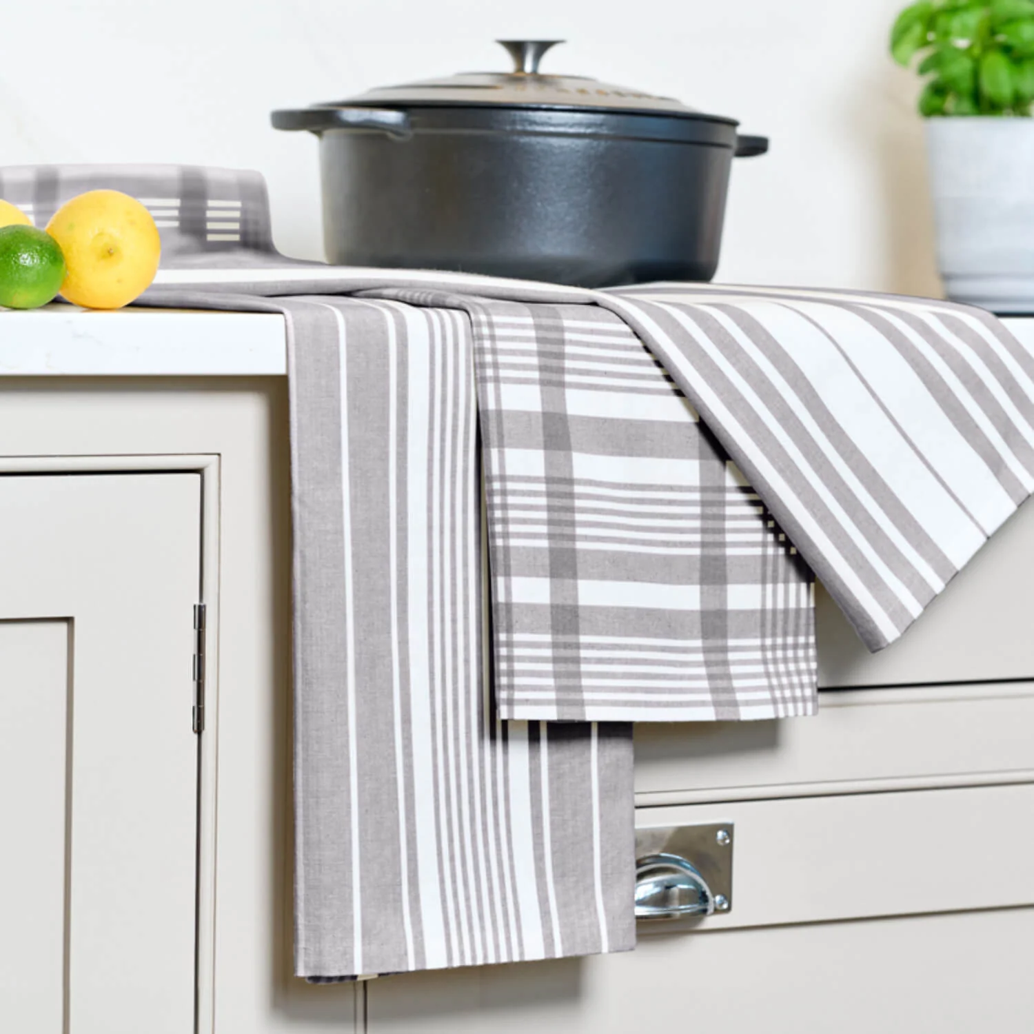 Dexam Love Colour Set of 3 Extra Large Tea Towels - Slate Grey - Image 3