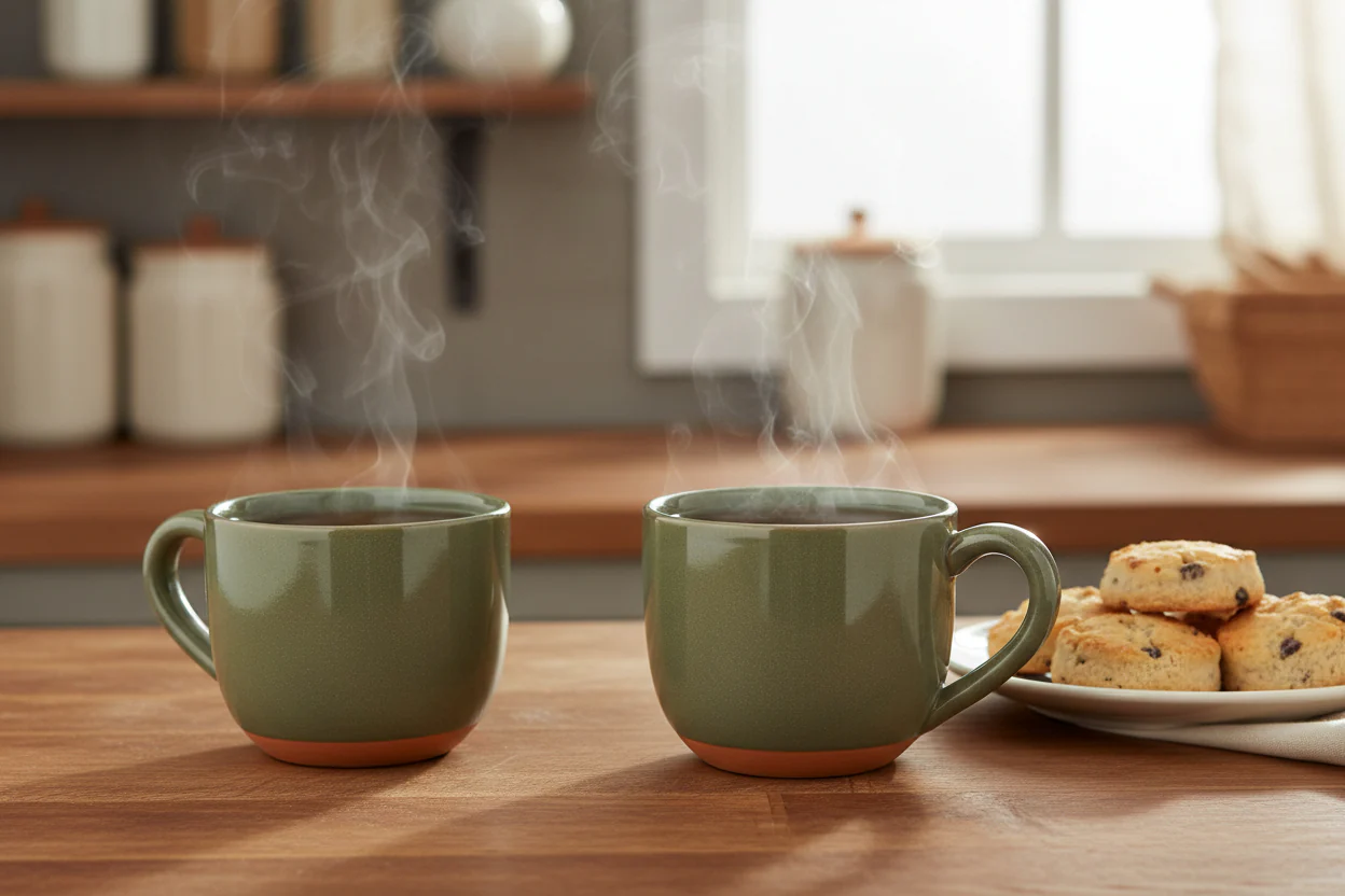Dexam Sintra Glazed 350ml Terracotta Mug - Olive Green - Image 2