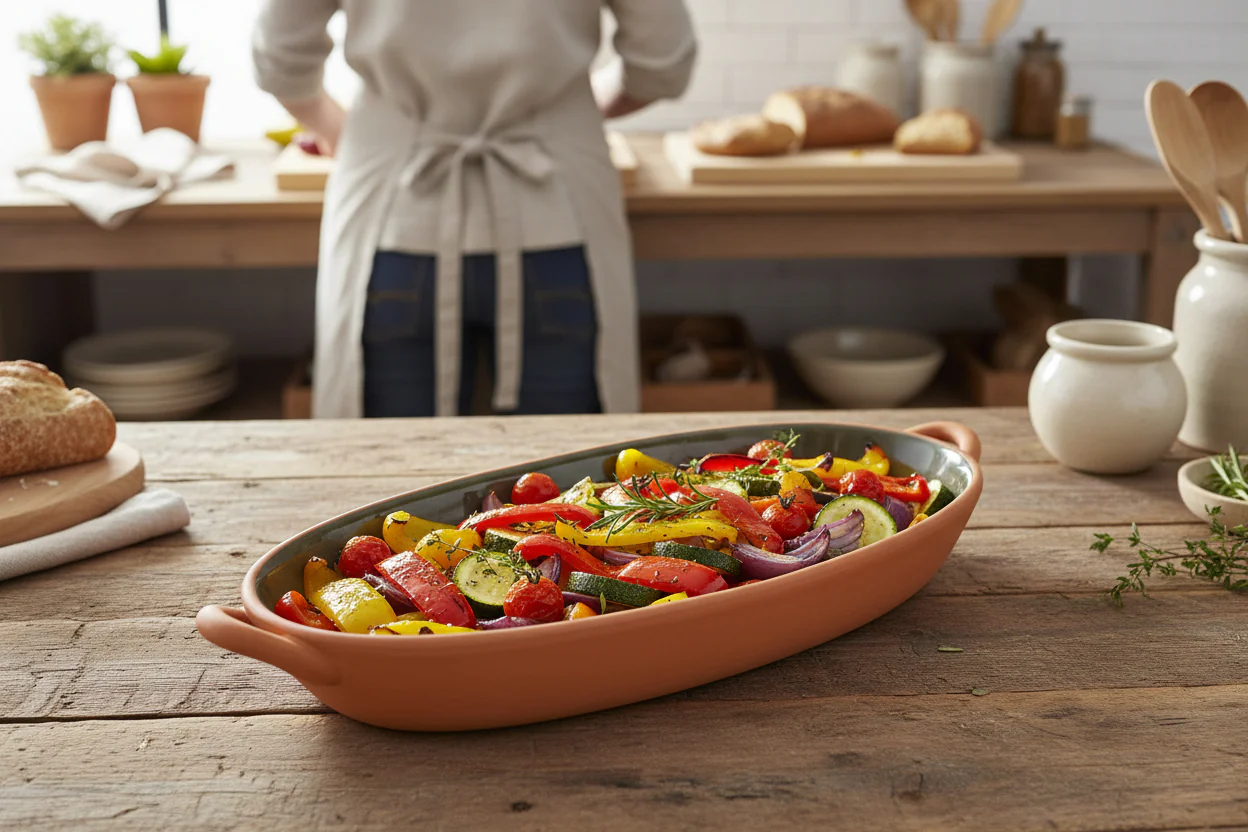 Dexam Sintra Glazed Terracotta 38cm x 14cm Oval Baking Dish - Olive Green - Image 2