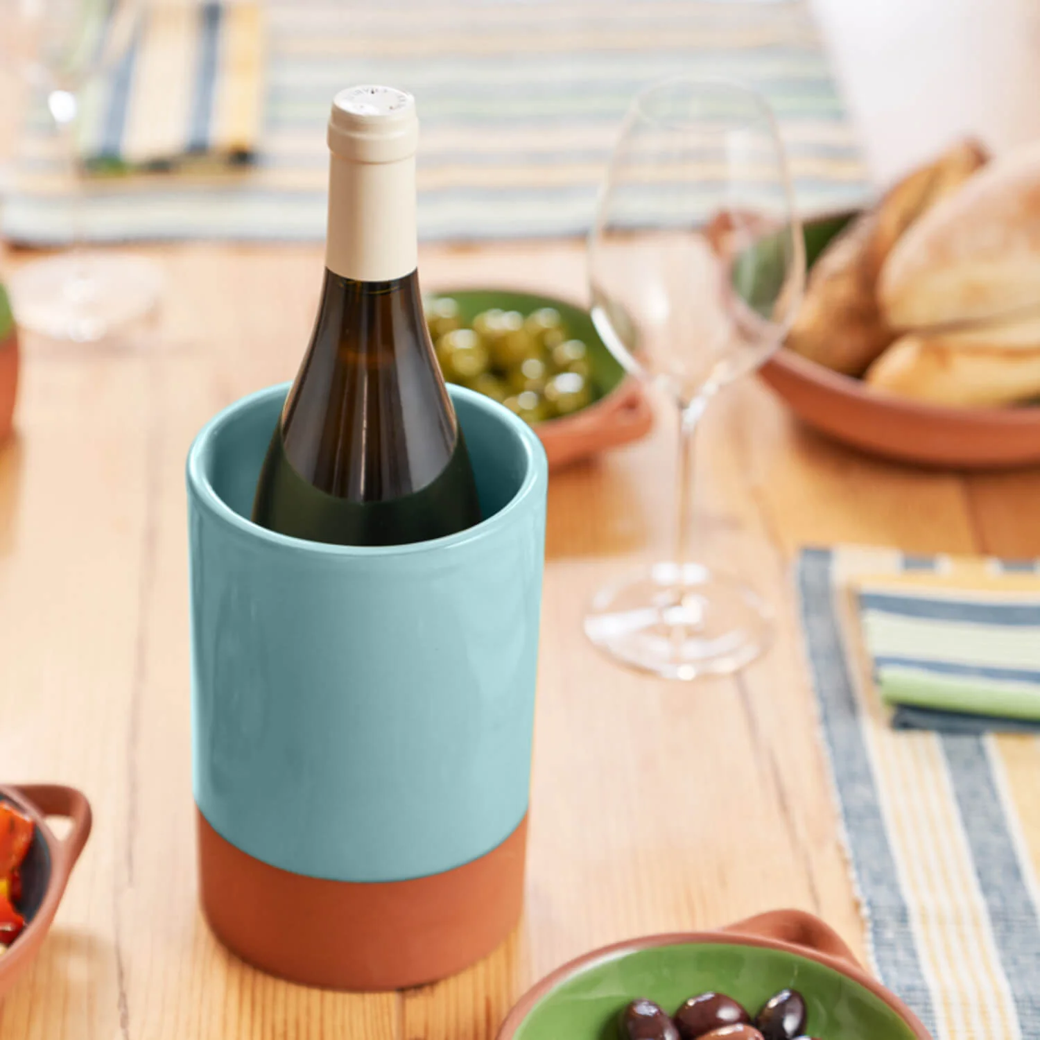 Dexam Sintra Glazed Terracotta Wine Cooler - Duck Egg - Image 3