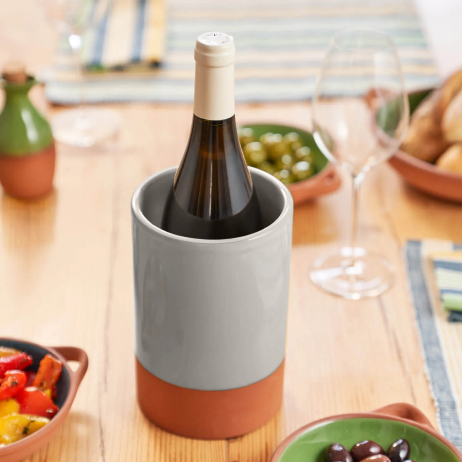 Dexam Sintra Glazed Terracotta Wine Cooler - Stone - Image 4
