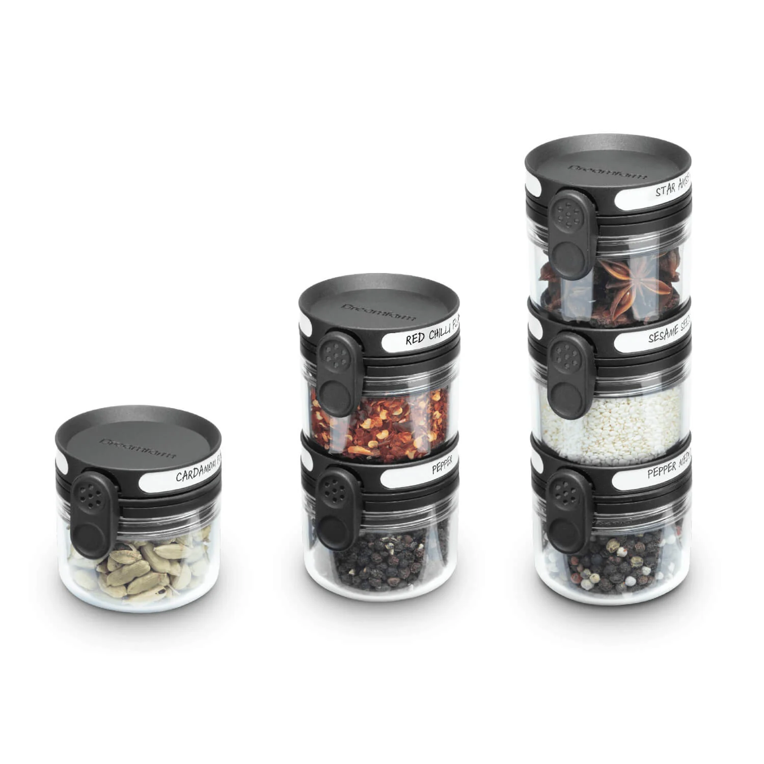 Dreamfarm Orlid Stackable Glass Jar with Double Lid - Black - Image 2