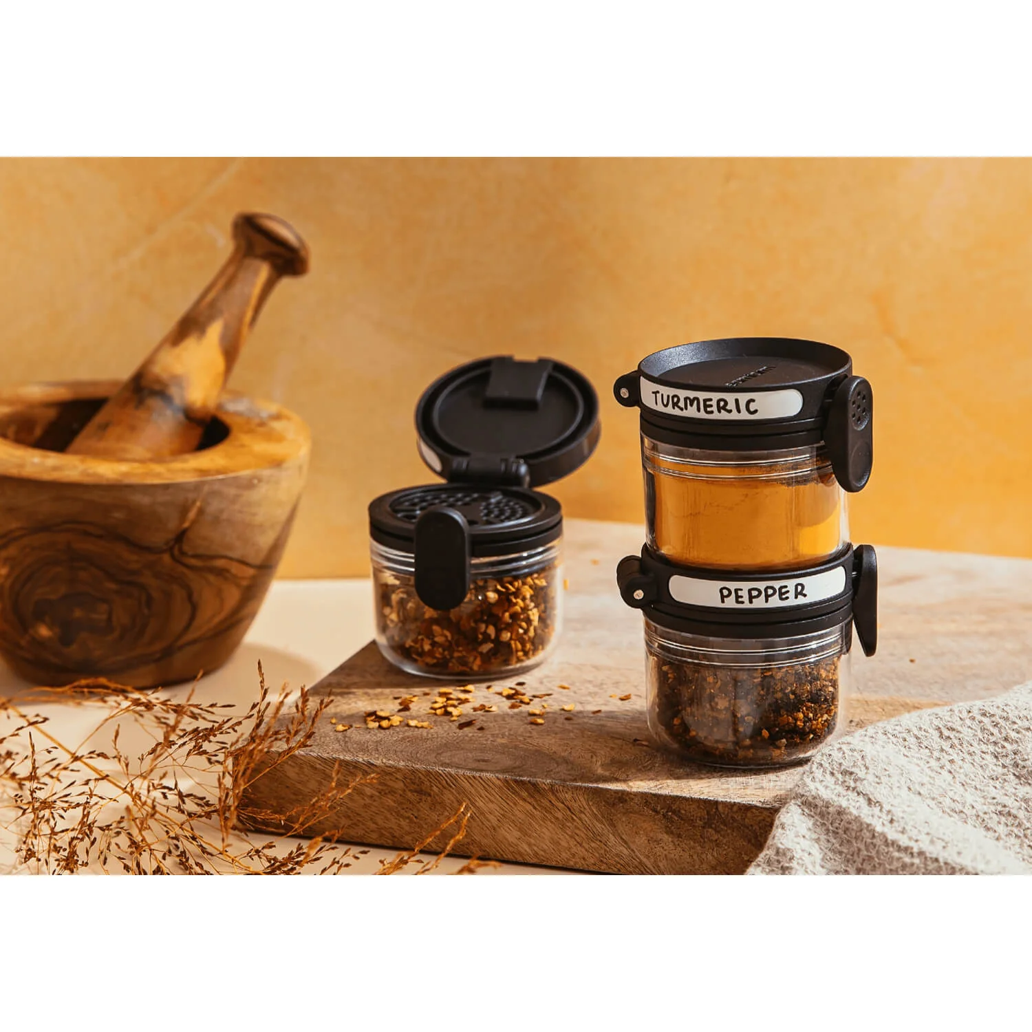 Dreamfarm Orlid Stackable Glass Jar with Double Lid - Black - Image 6