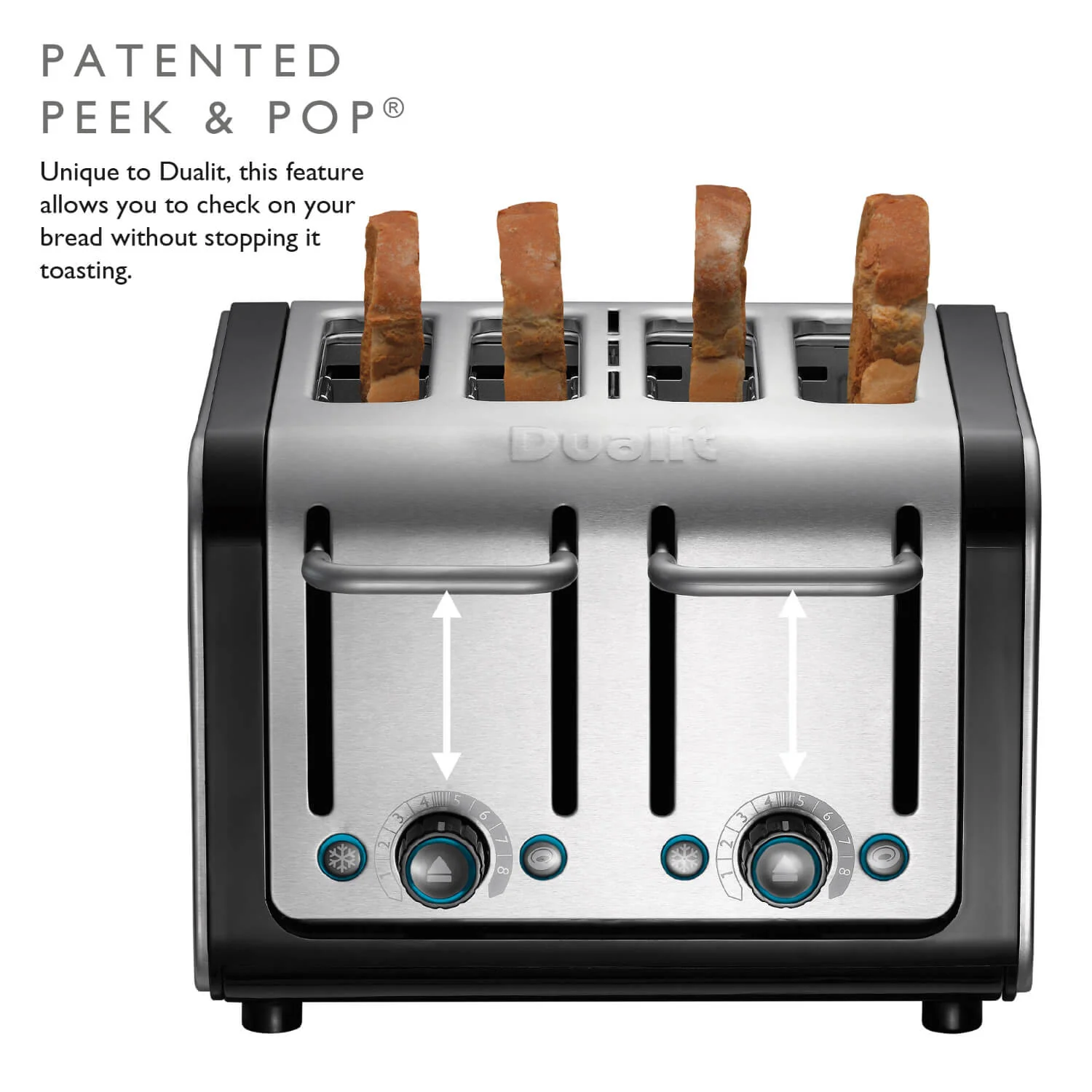 Dualit Architect 46505 4 Slot Toaster - Black & Brushed Stainless Steel - Image 5
