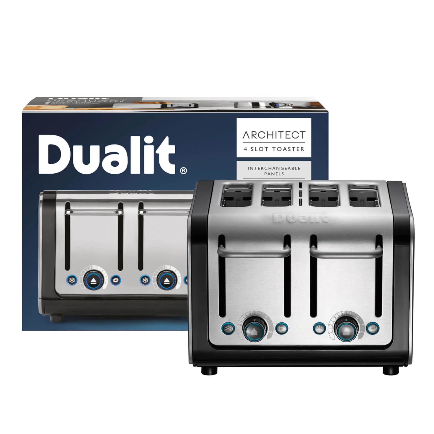 Dualit Architect 46505 4 Slot Toaster - Black & Brushed Stainless Steel - Image 8