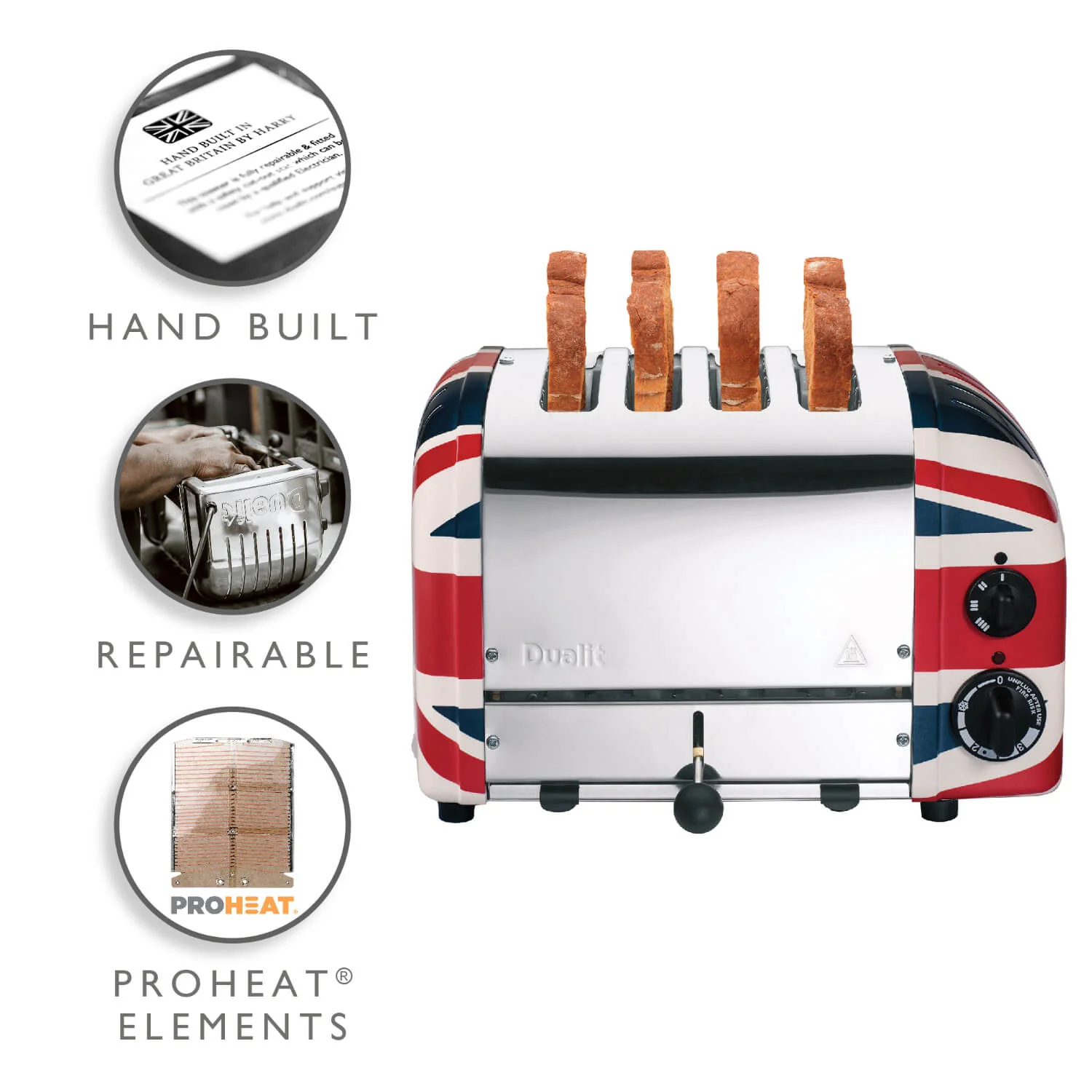 Dualit Classic Limited Edition 80th Anniversary 4-Slot Toaster - Union Jack - Image 7