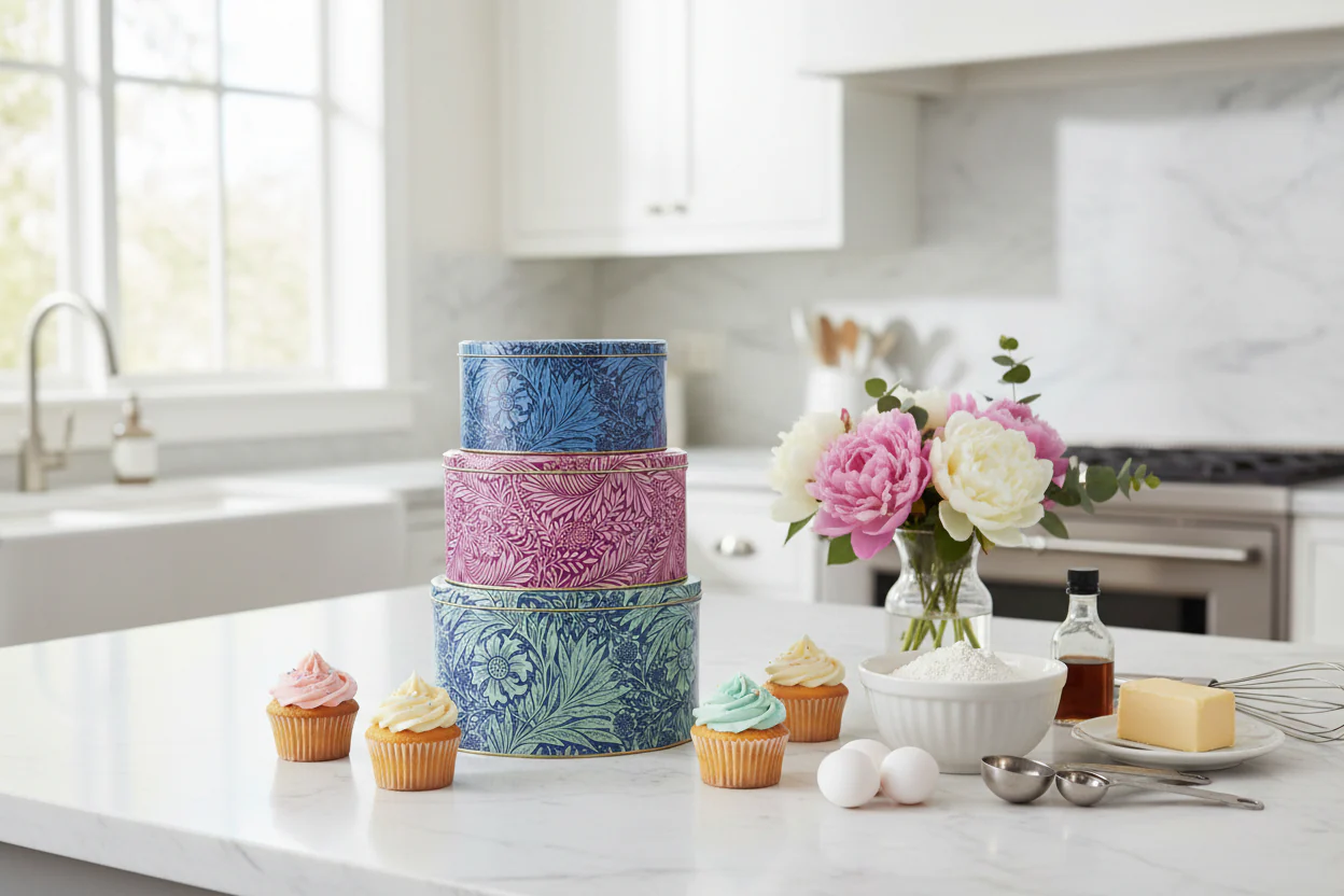 Elite Tins Arts & Crafts Set Of 3 Round Cake Tins - Marigold - Image 2