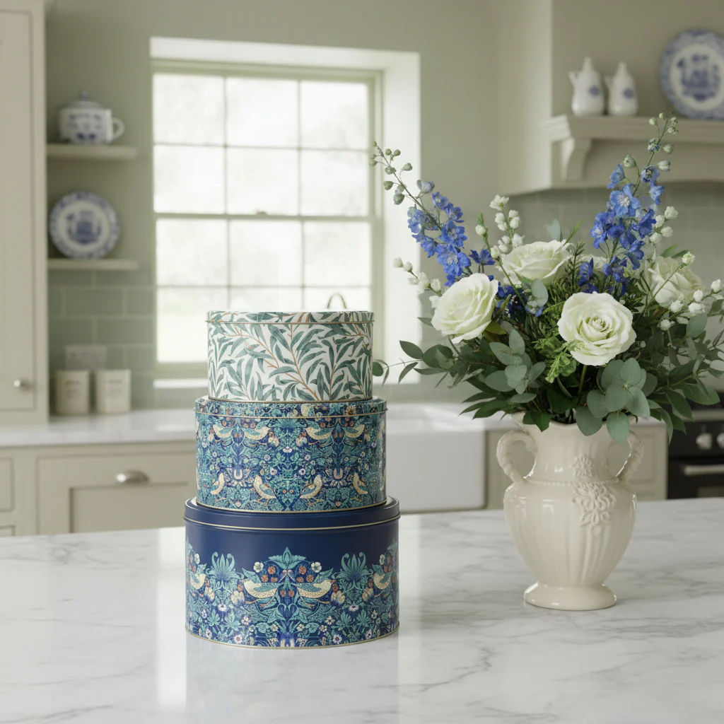 Elite Tins Arts & Crafts Set Of 3 Round Cake Tins - Strawberry Thief - Image 3
