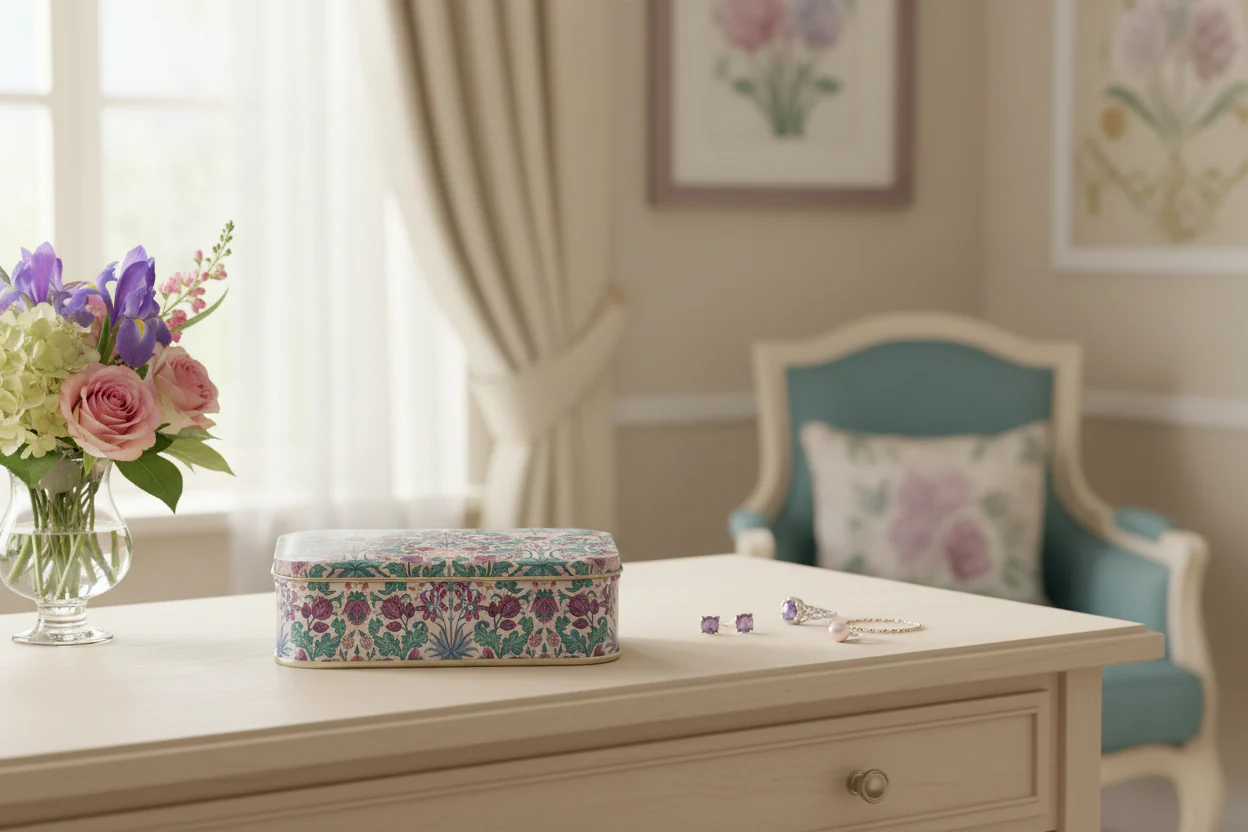 Elite Tins Arts & Crafts Small Rectangular Tin - Hyacinth - Image 2