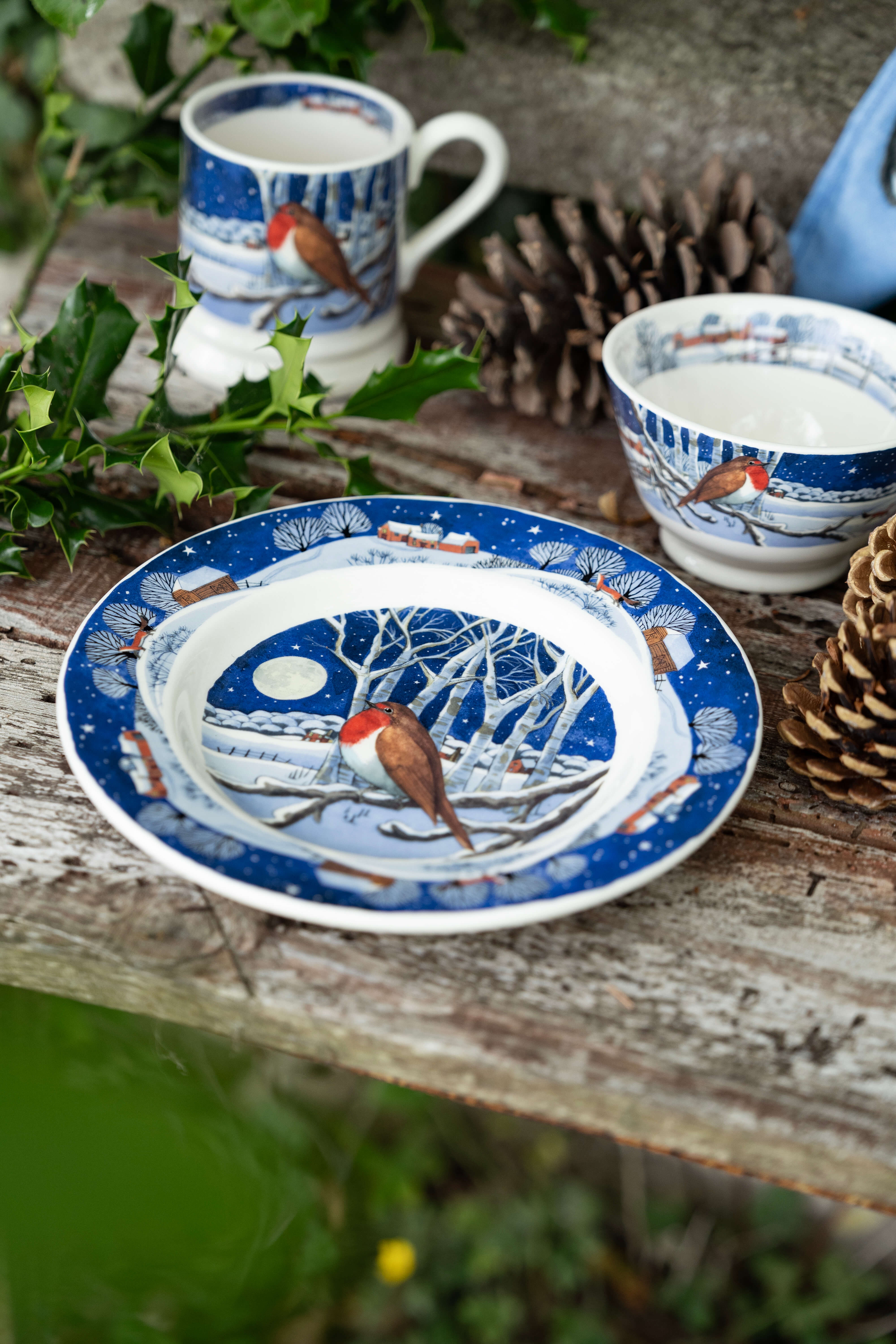 Emma Bridgewater 22cm Christmas Medium Dinner Plate - Midnight Roblin - Image 3