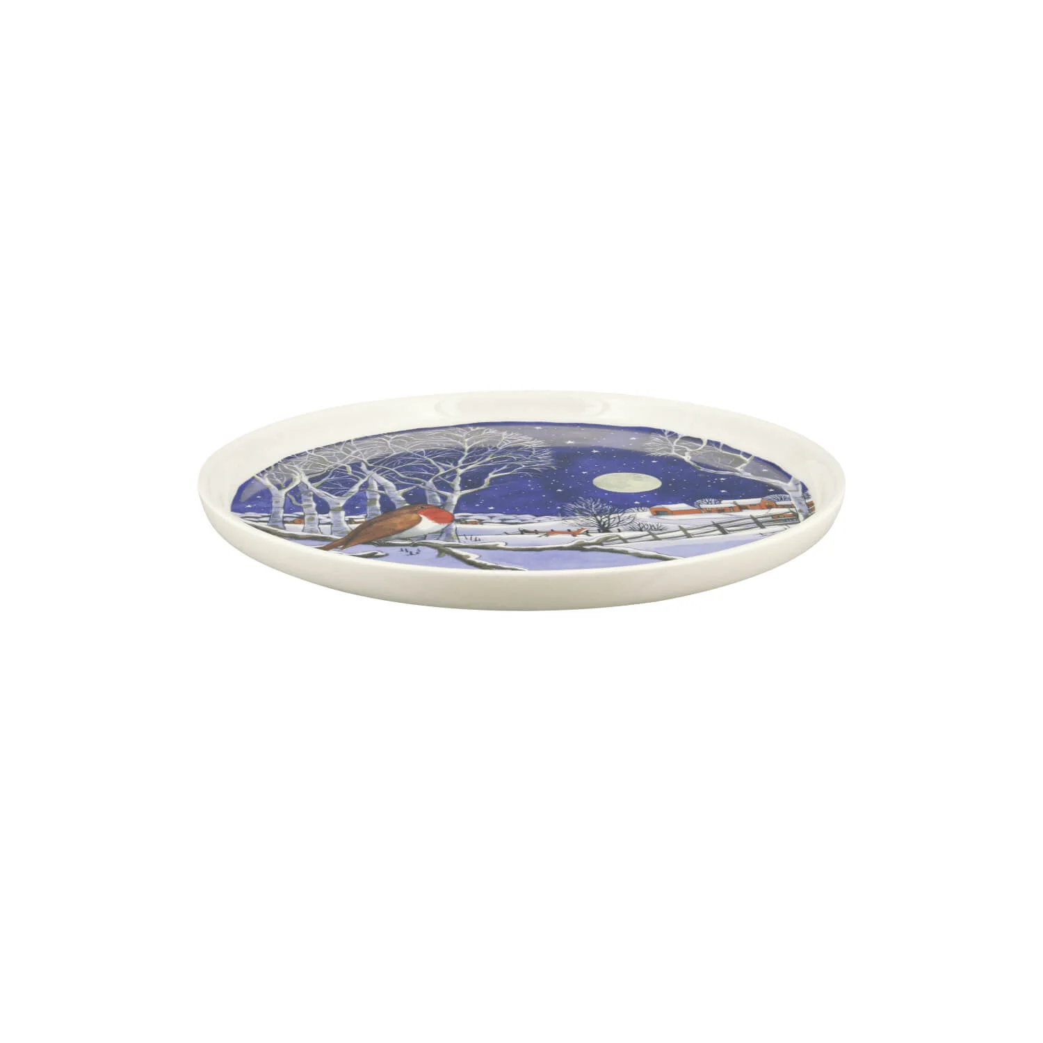 Emma Bridgewater Christmas 28cm Flat Serving Platter - Midnight Robin - Image 2