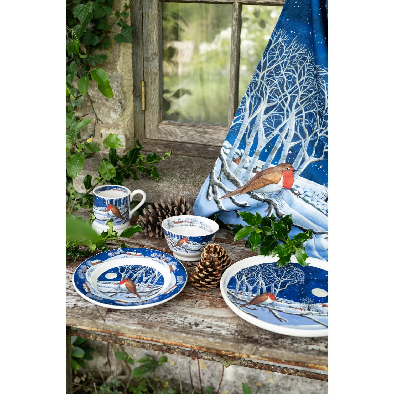 Emma Bridgewater Christmas 28cm Flat Serving Platter - Midnight Robin - Image 5